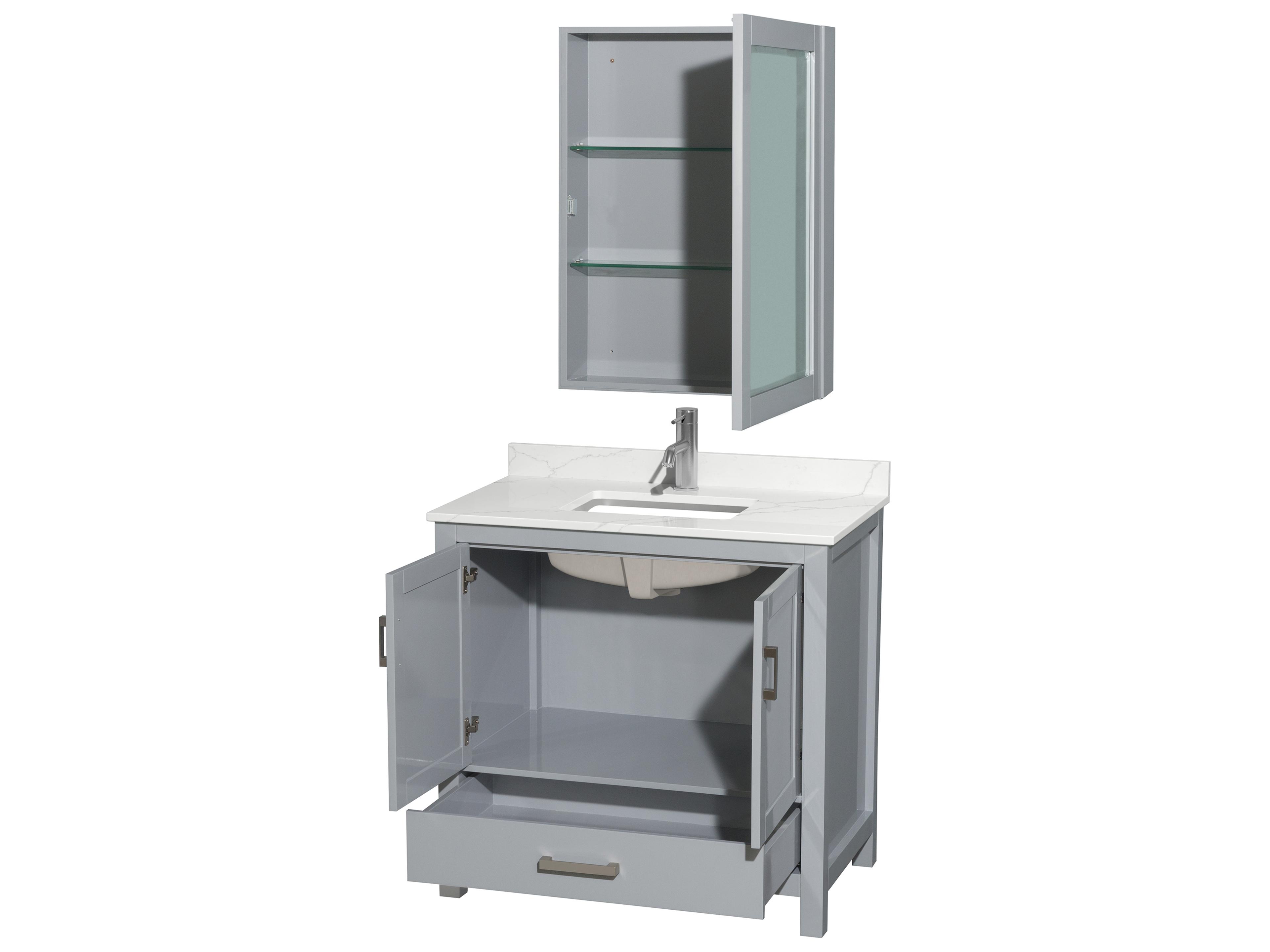 Wyndham Collection Sheffield 36" Gray Vanity with Medicine Cabinet
