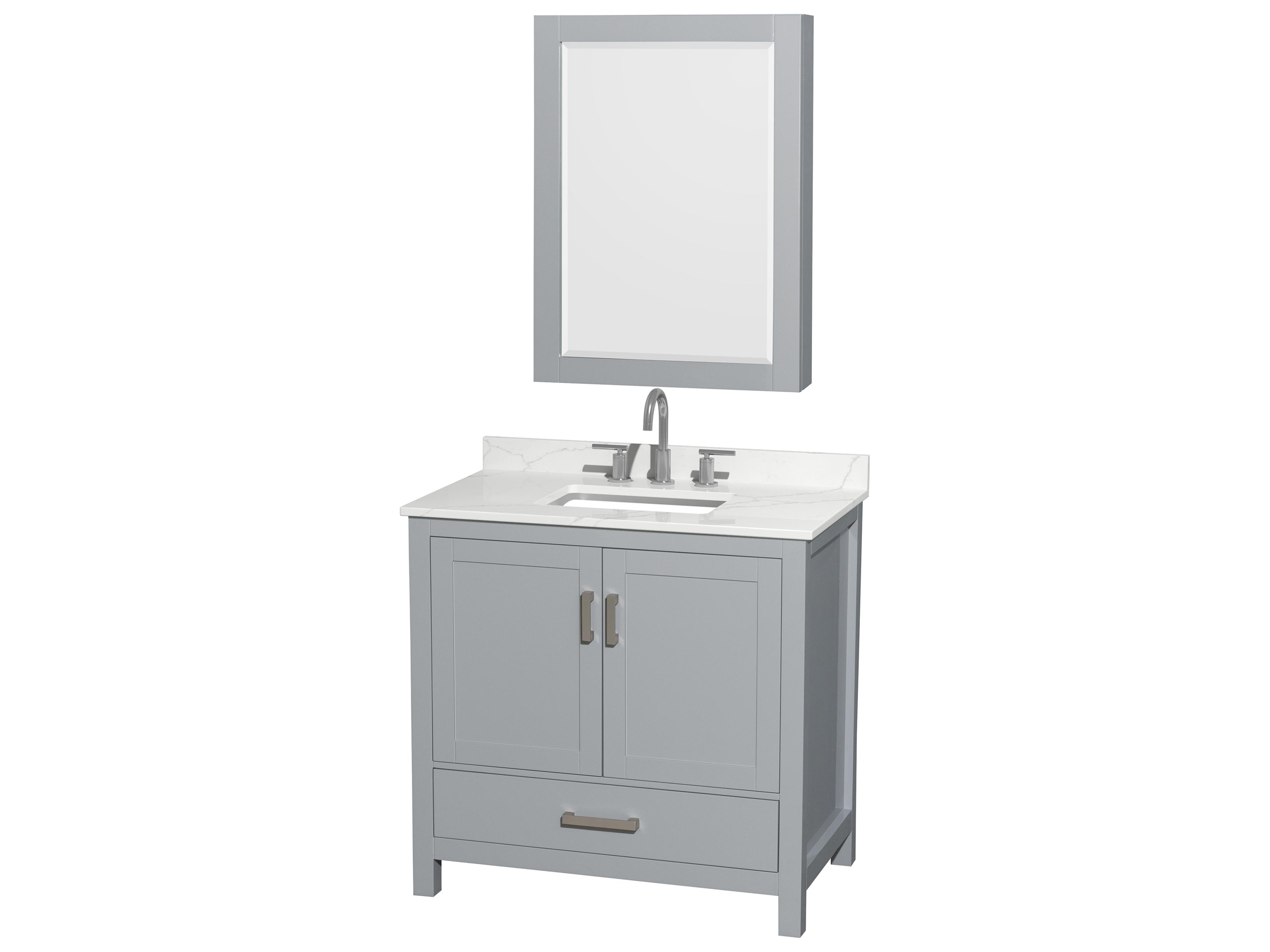 Wyndham Collection Sheffield 36" Gray Vanity with Medicine Cabinet