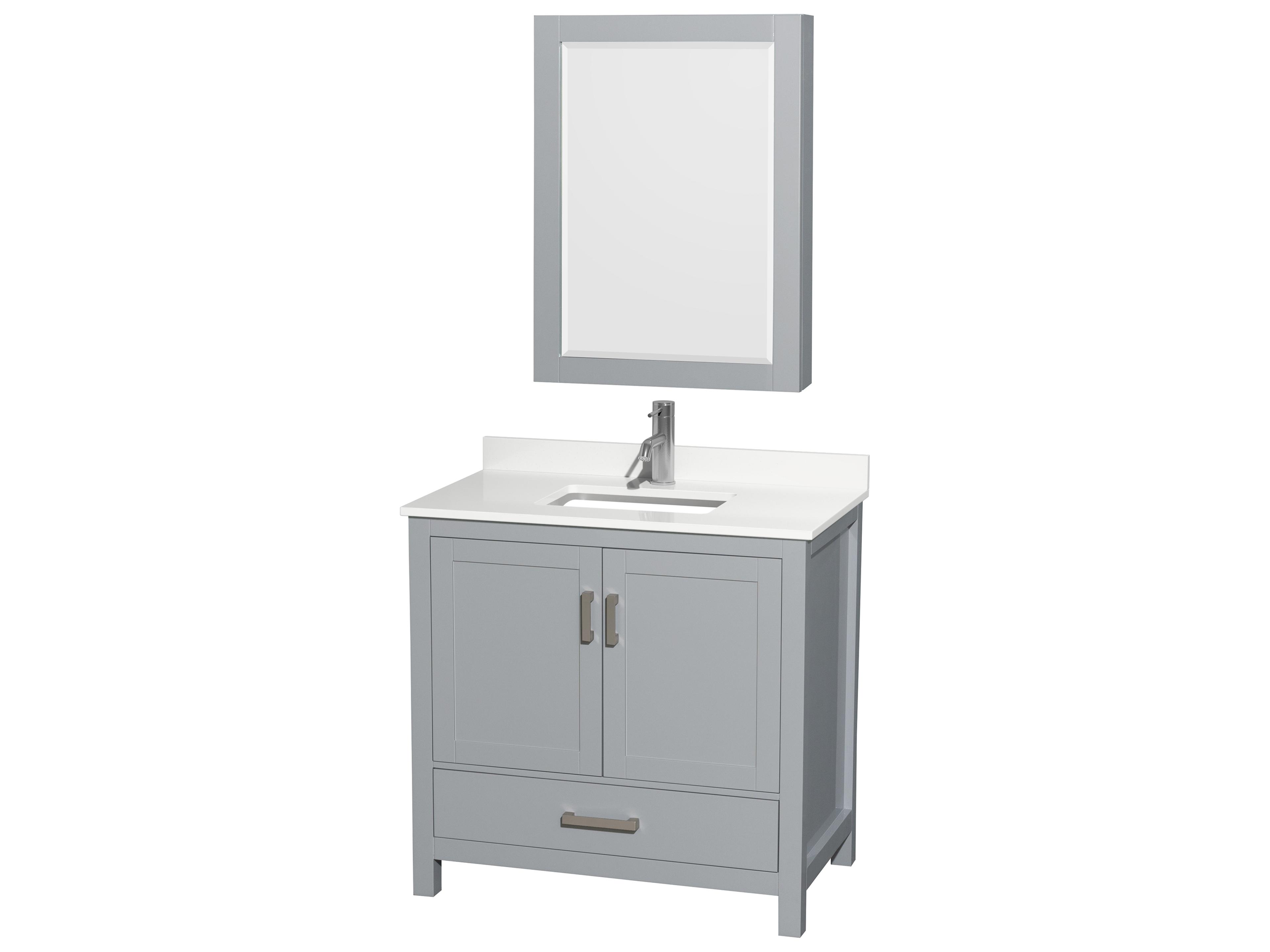 Wyndham Collection Sheffield 36" Gray Vanity with Medicine Cabinet