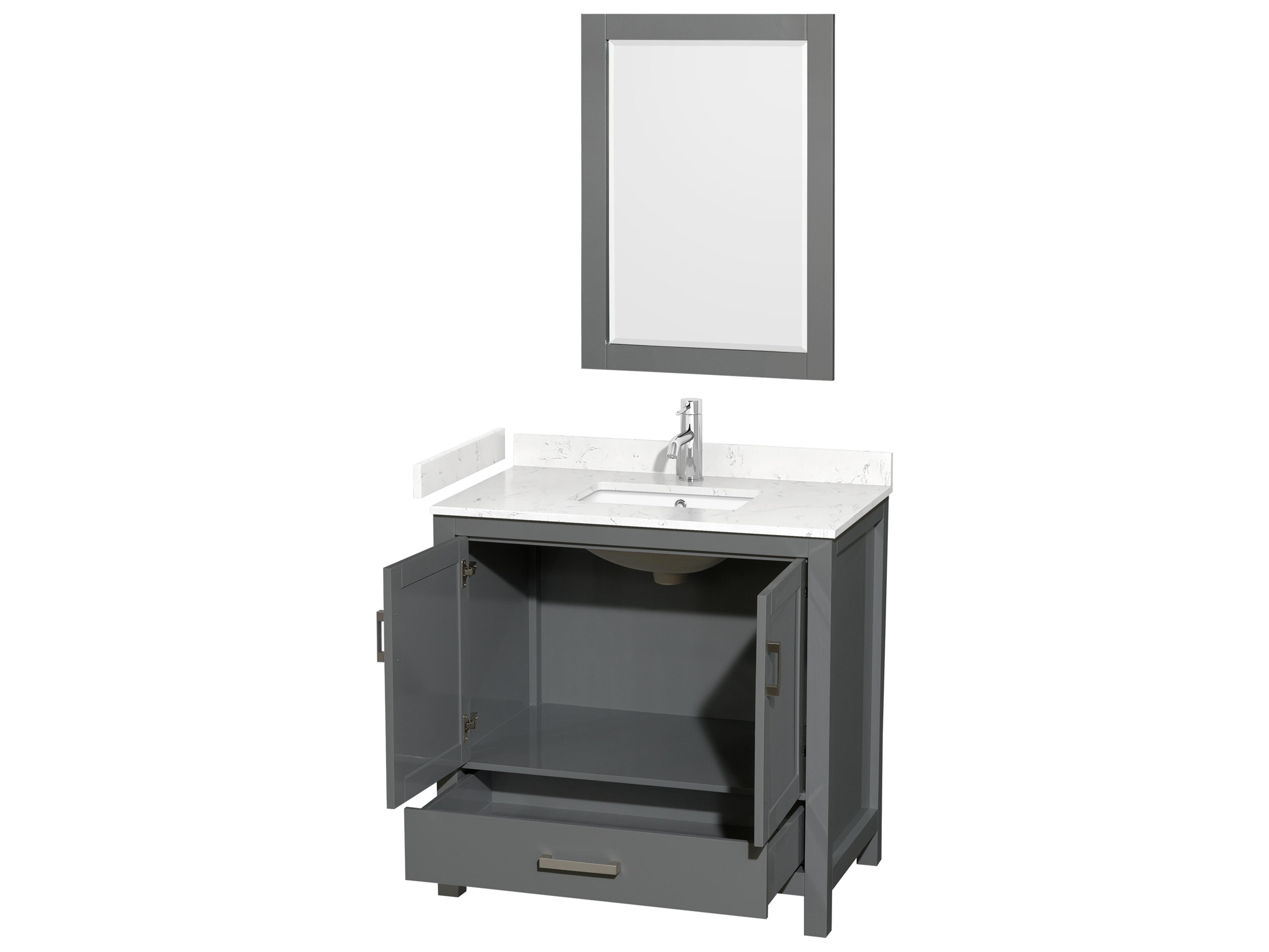 Wyndham Collection Sheffield 36" Dark Gray Vanity with 24" Mirror