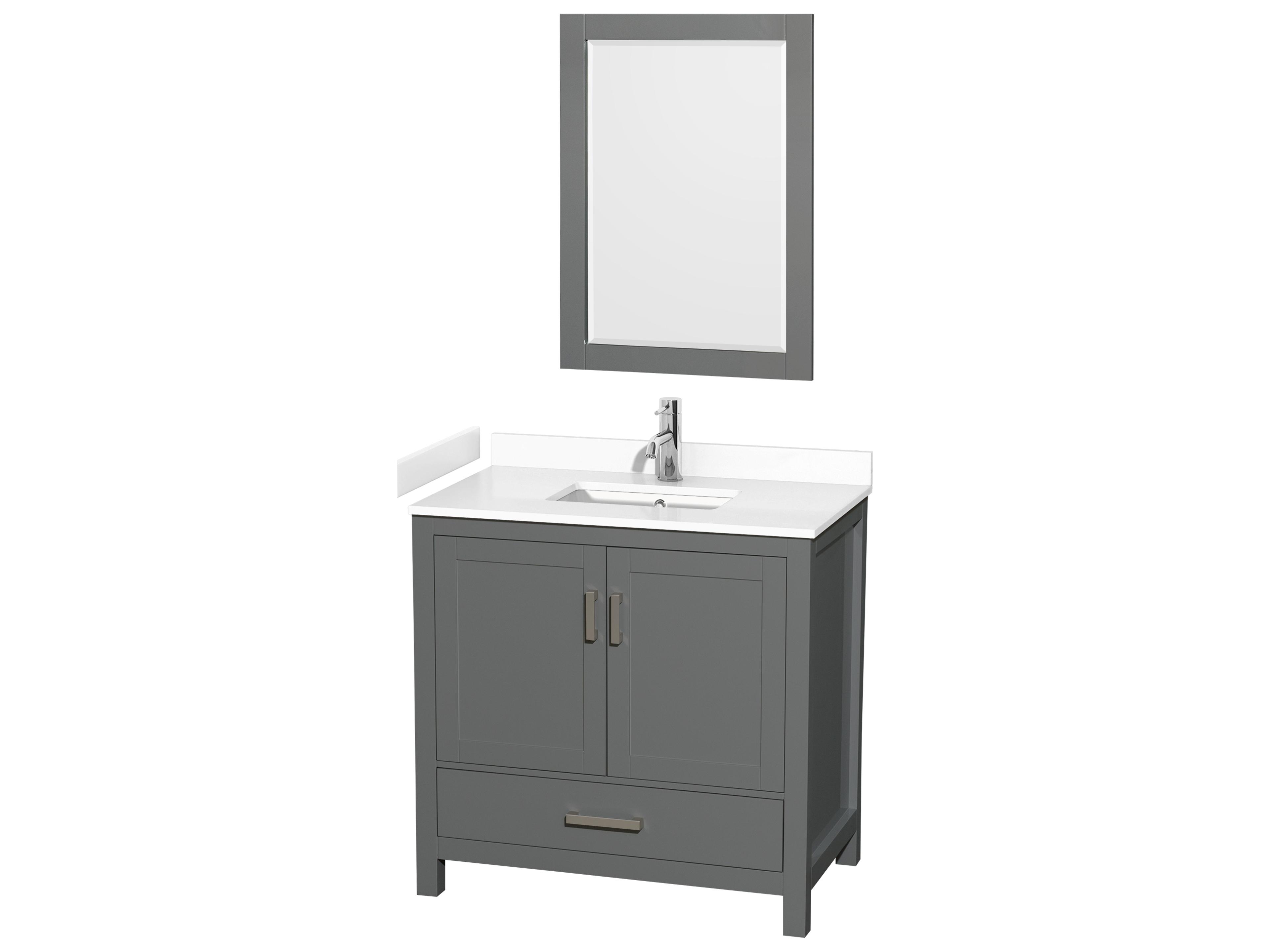 Wyndham Collection Sheffield 36" Dark Gray Vanity with 24" Mirror
