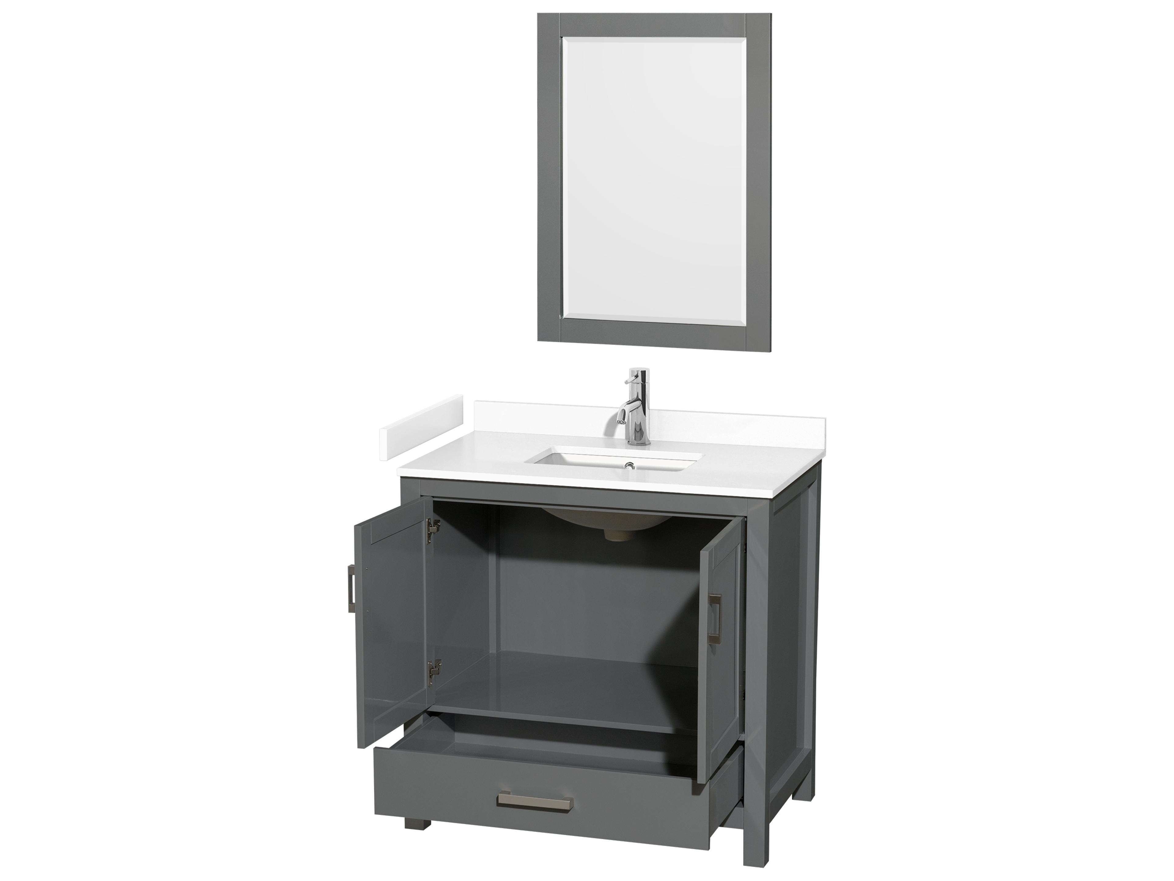 Wyndham Collection Sheffield 36" Dark Gray Vanity with 24" Mirror