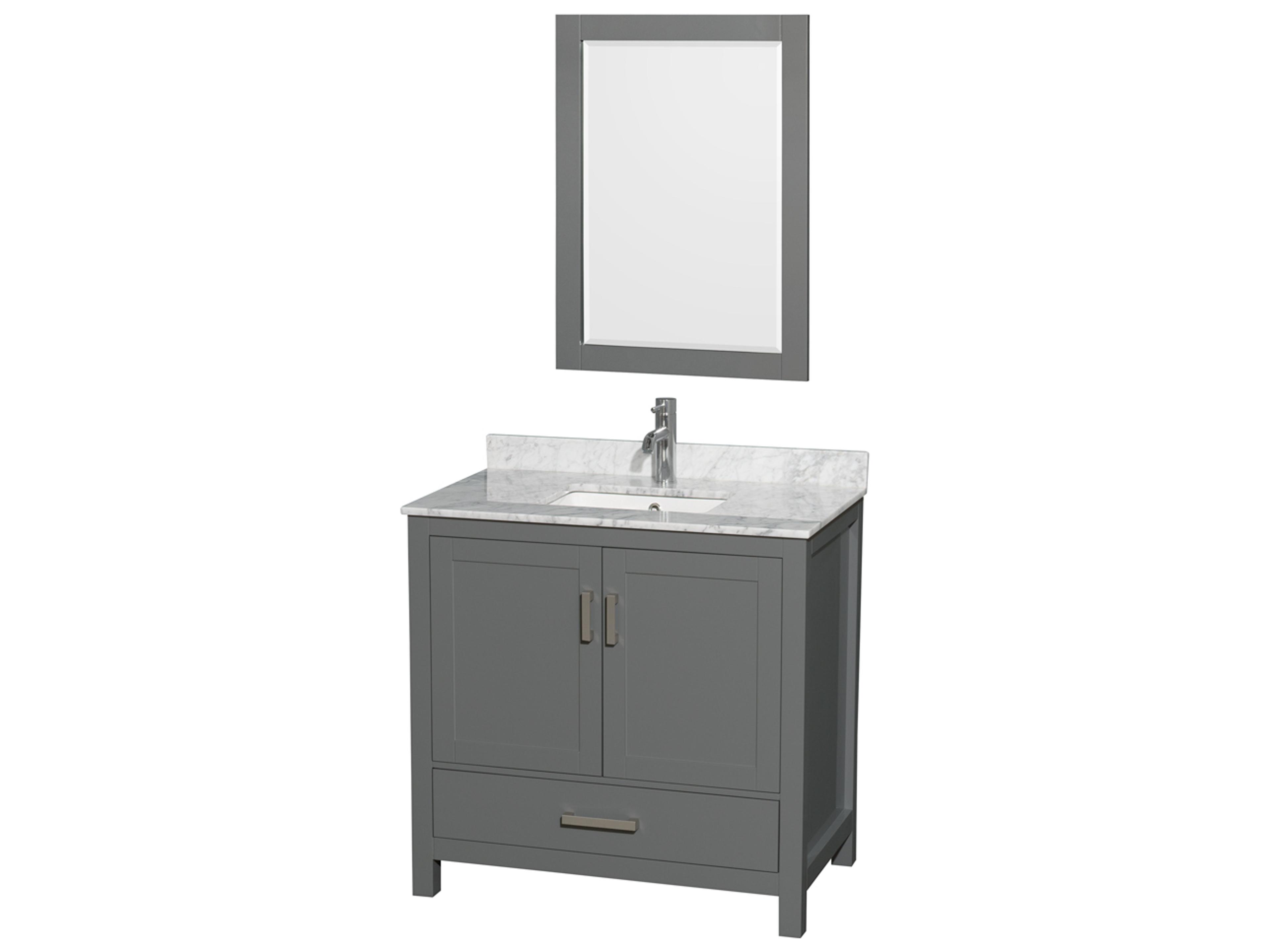 Wyndham Collection Sheffield 36" Dark Gray Vanity with 24" Mirror