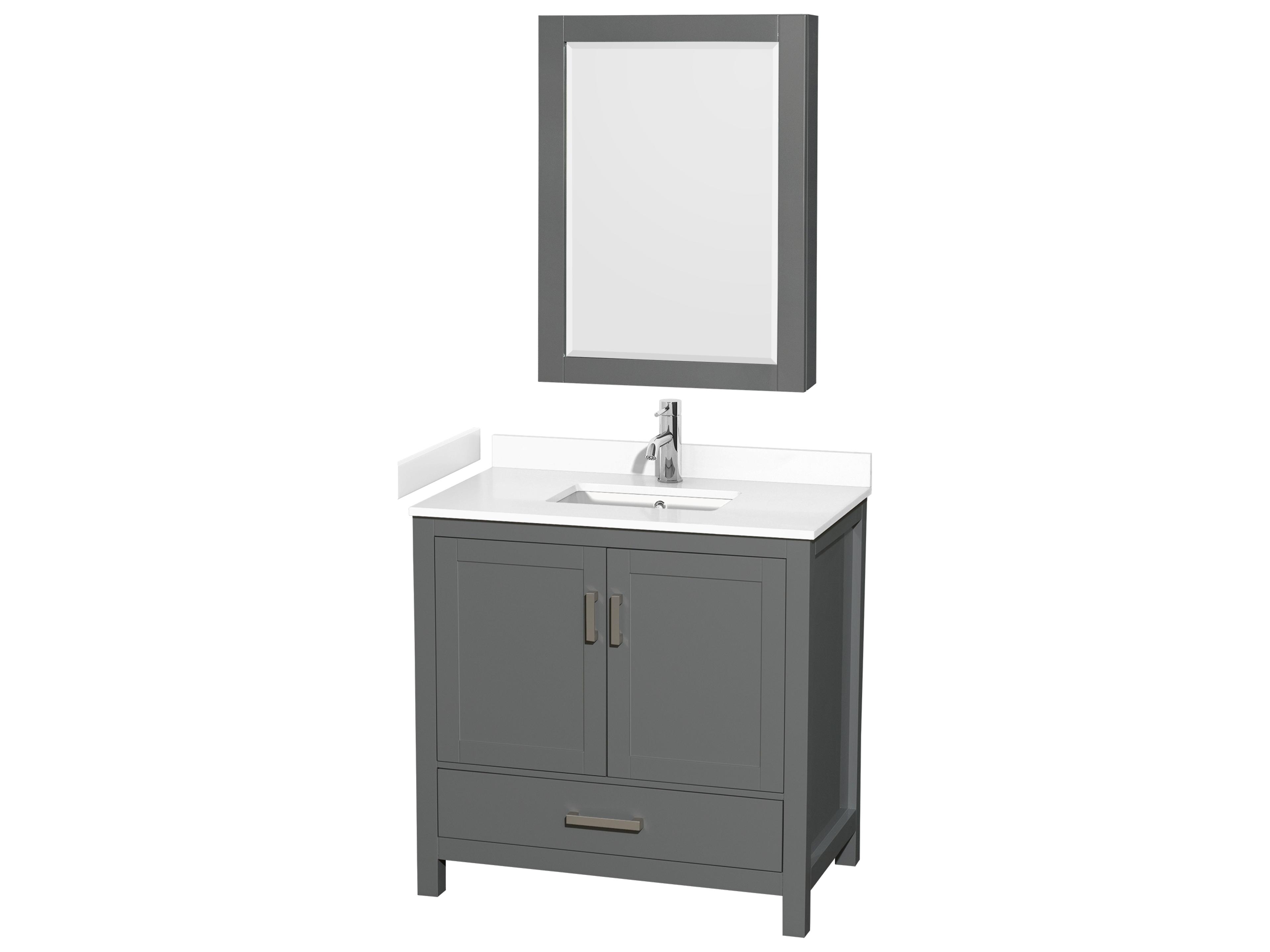 Wyndham Collection Sheffield 36" Dark Gray Vanity with Medicine Cabinet