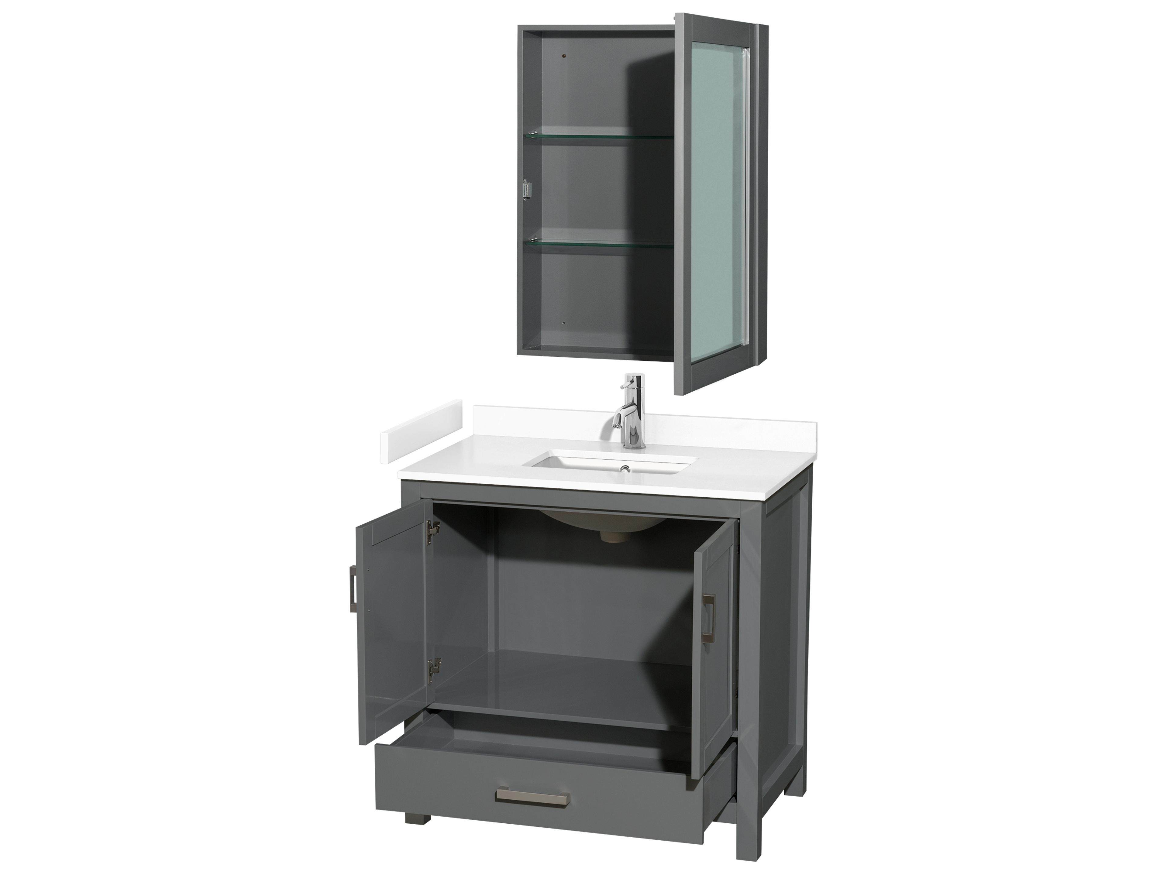 Wyndham Collection Sheffield 36" Dark Gray Vanity with Medicine Cabinet