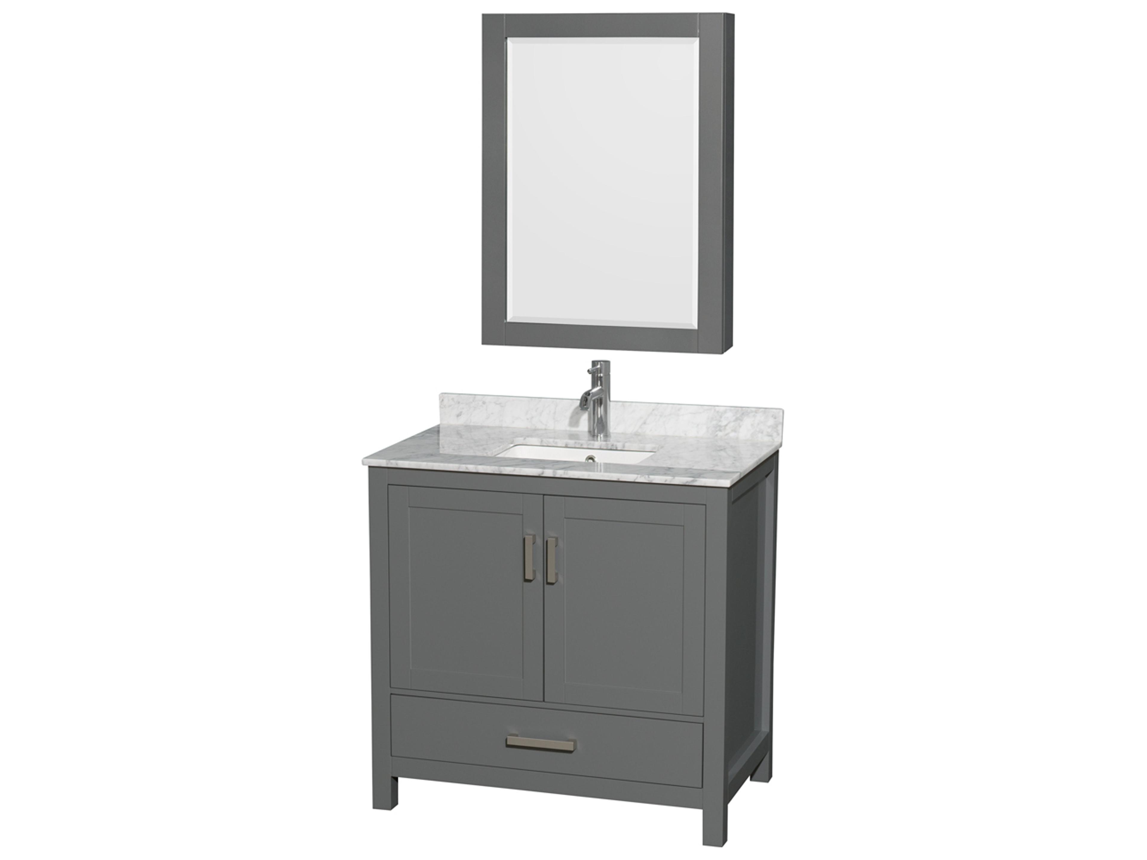 Wyndham Collection Sheffield 36" Dark Gray Vanity with Medicine Cabinet