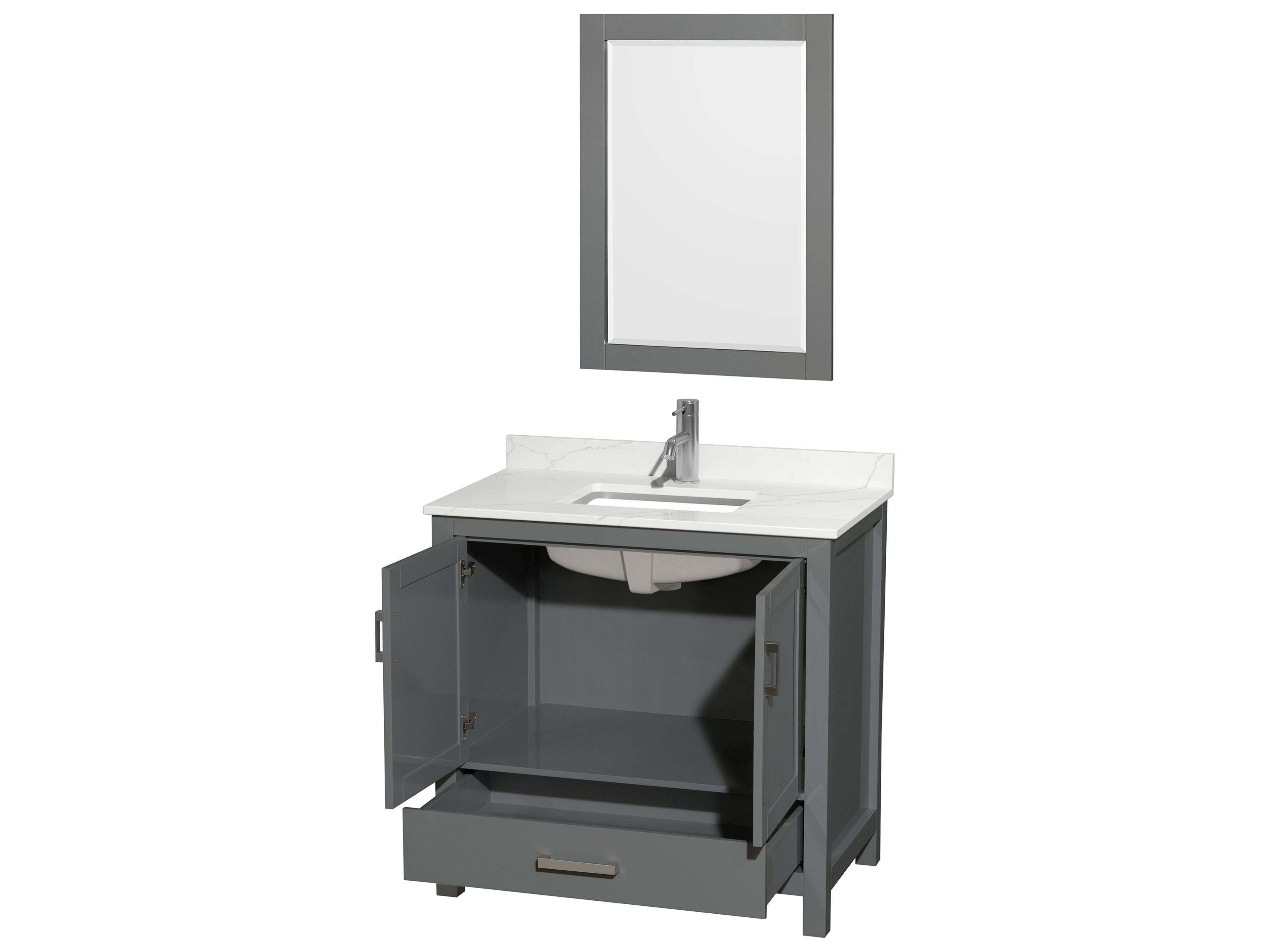 Wyndham Collection Sheffield 36" Dark Gray Vanity with 24" Mirror