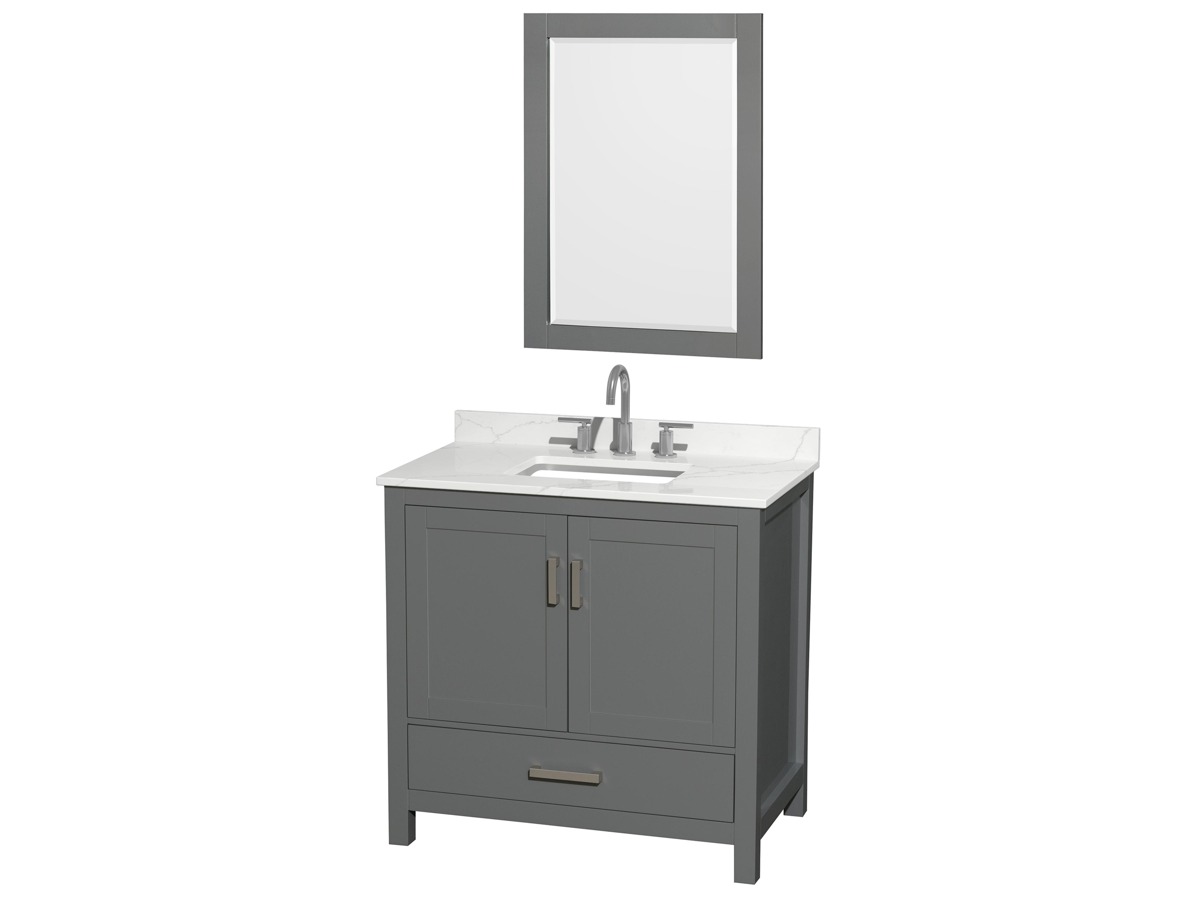 Wyndham Collection Sheffield 36" Dark Gray Vanity with 24" Mirror