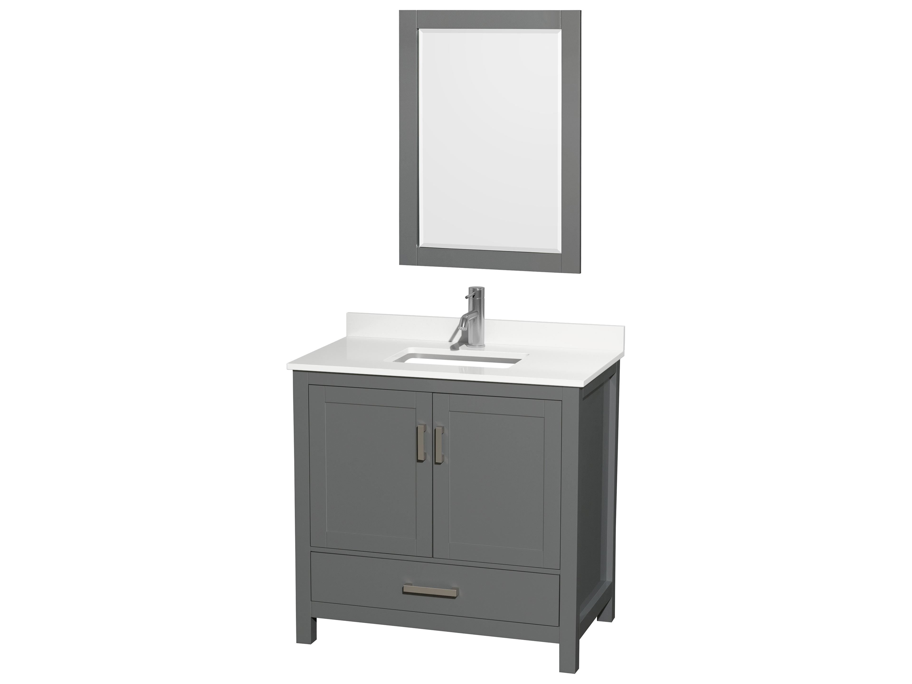 Wyndham Collection Sheffield 36" Dark Gray Vanity with 24" Mirror
