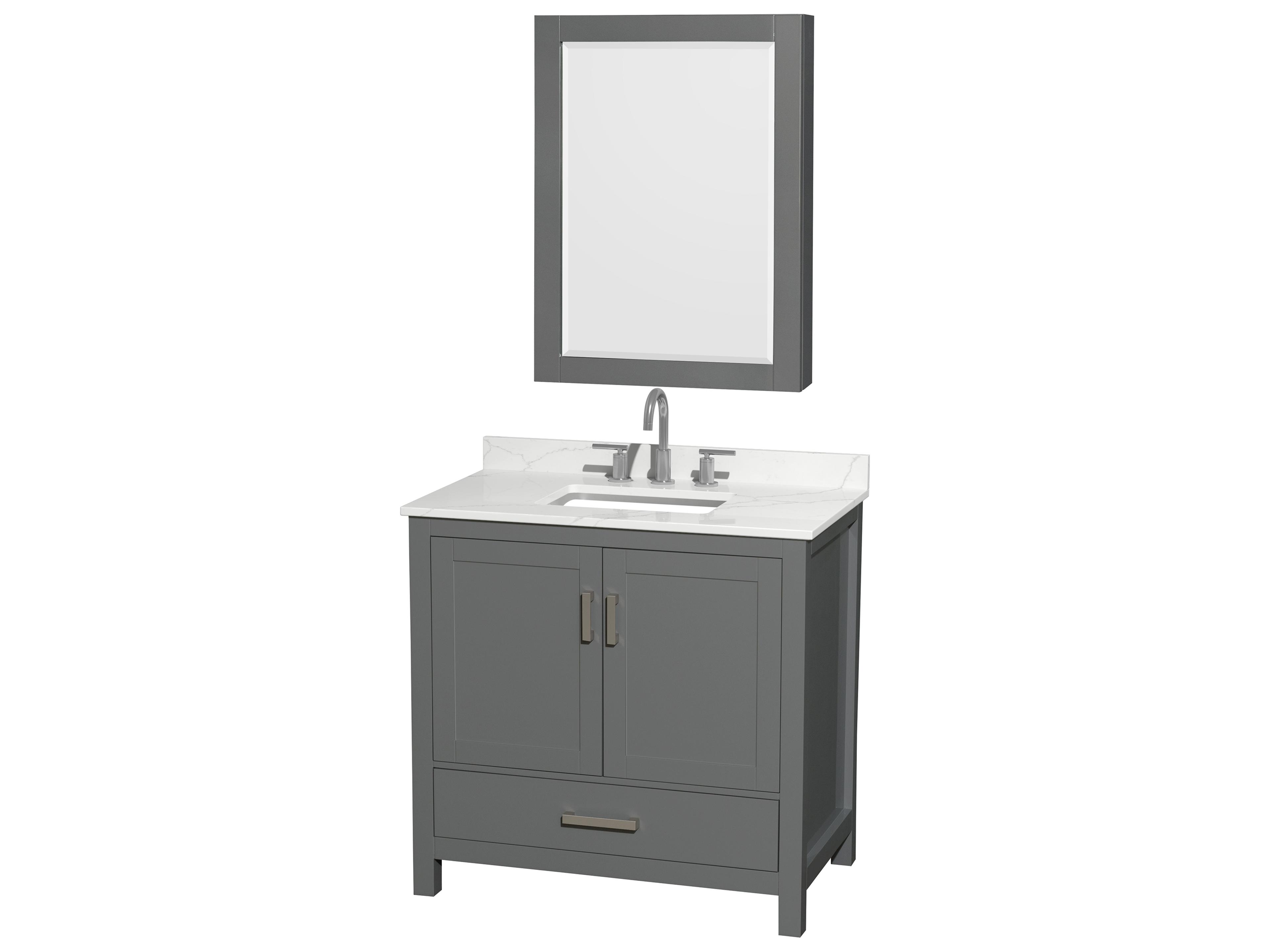 Wyndham Collection Sheffield 36" Dark Gray Vanity with Medicine Cabinet