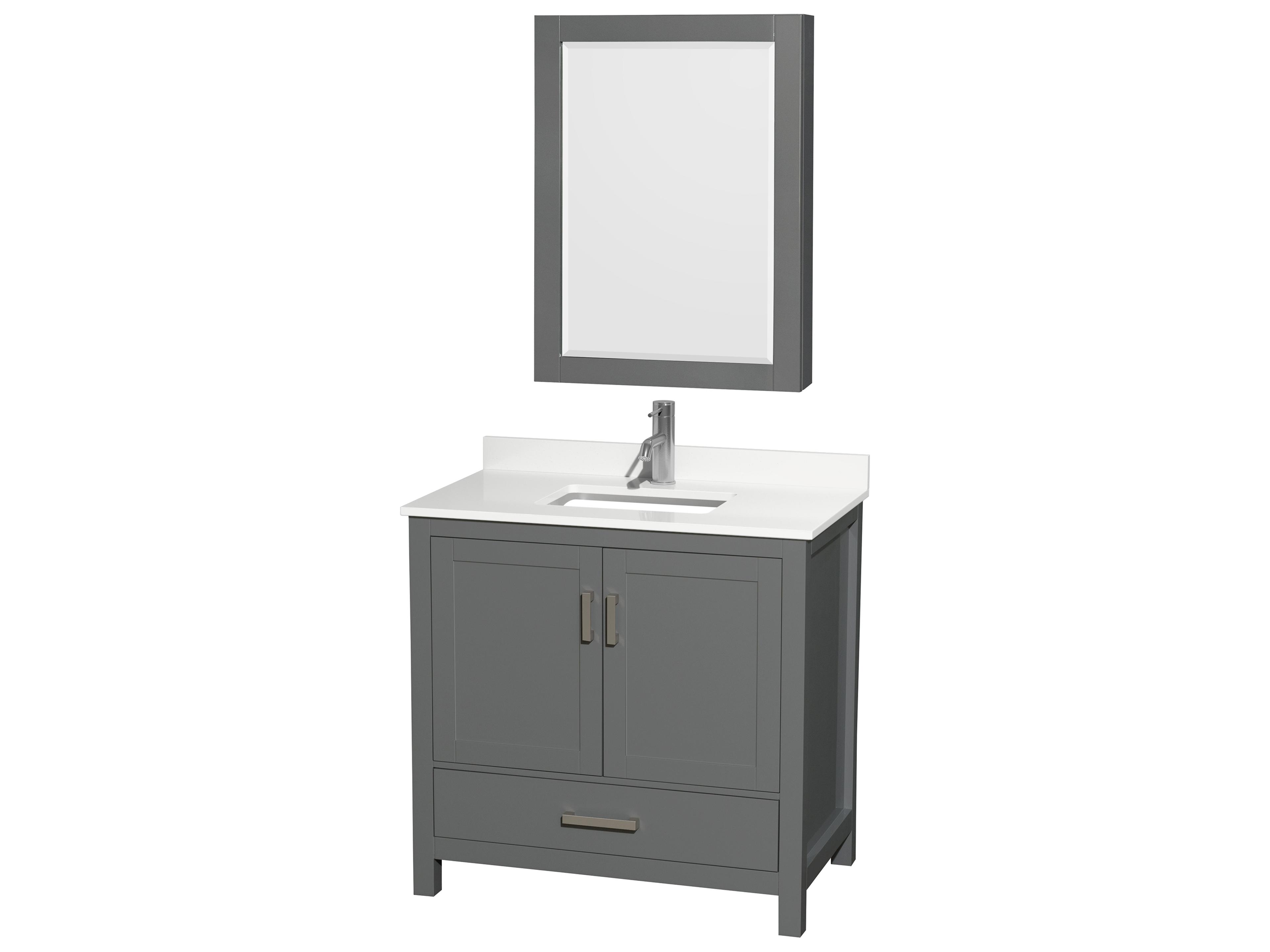 Wyndham Collection Sheffield 36" Dark Gray Vanity with Medicine Cabinet