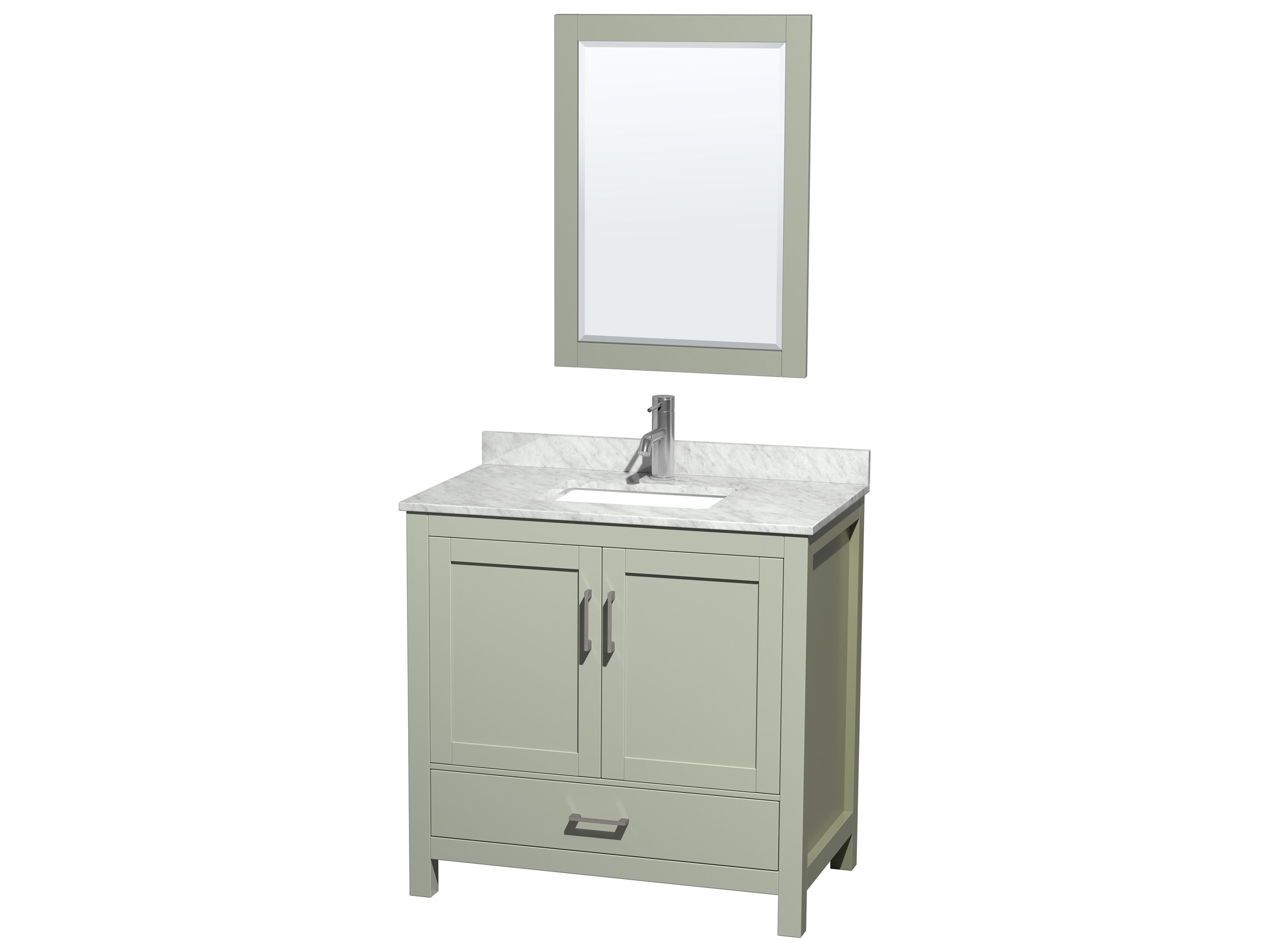 Wyndham Collection Sheffield 36" Light Green Vanity with 24" Mirror