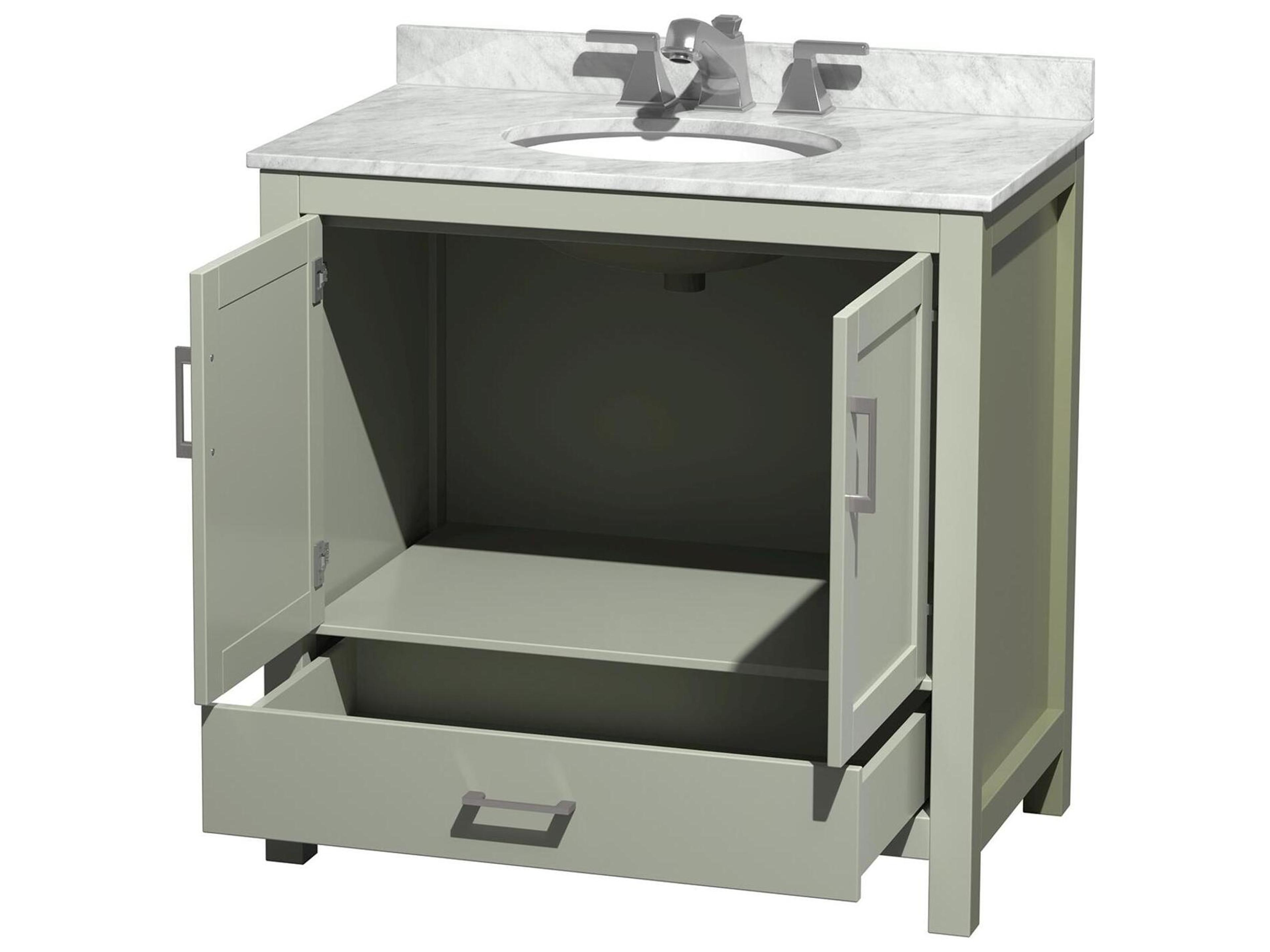 Wyndham Collection Sheffield 36" Light Green Vanity