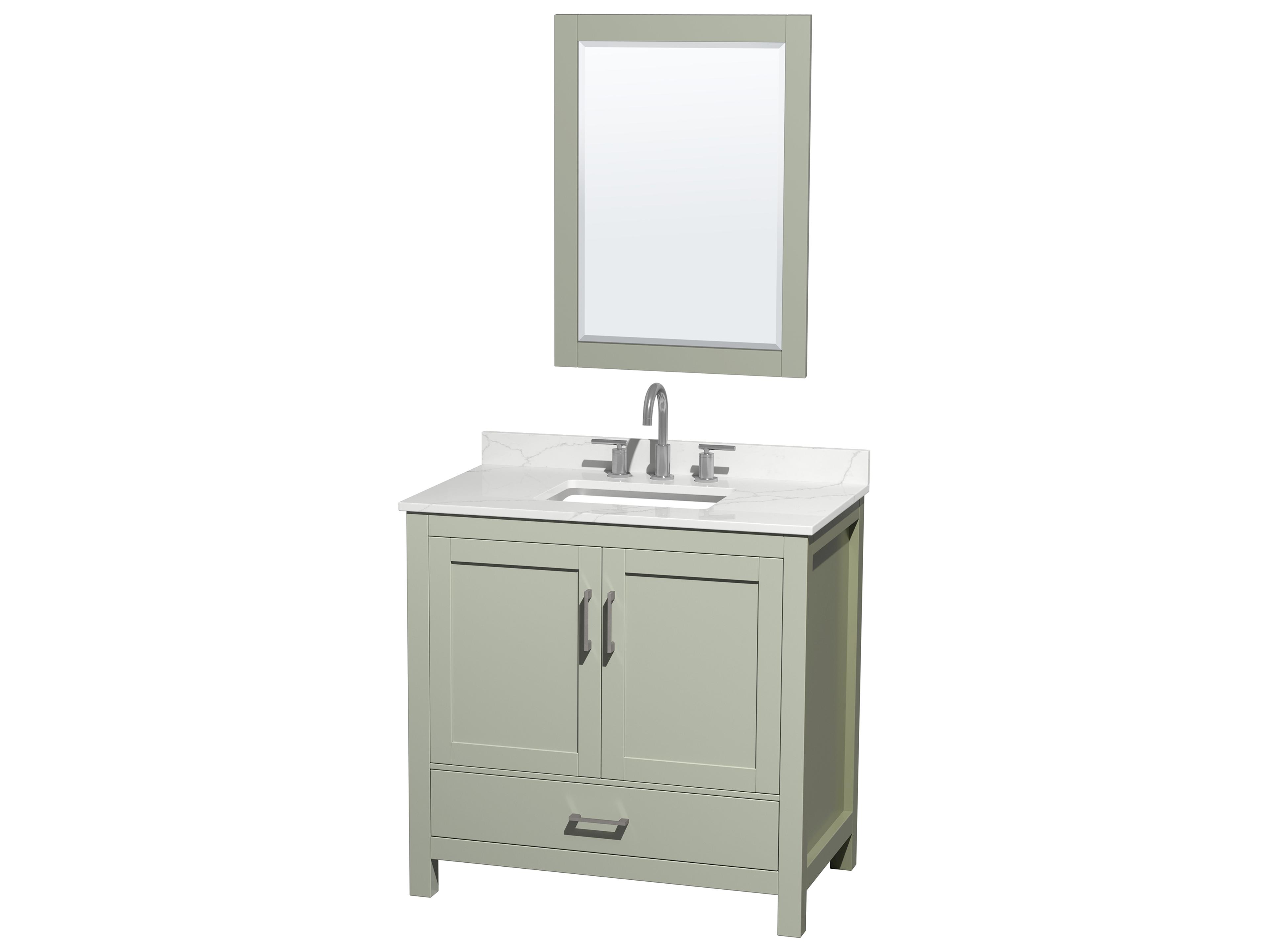 Wyndham Collection Sheffield 36" Light Green Vanity with 24" Mirror
