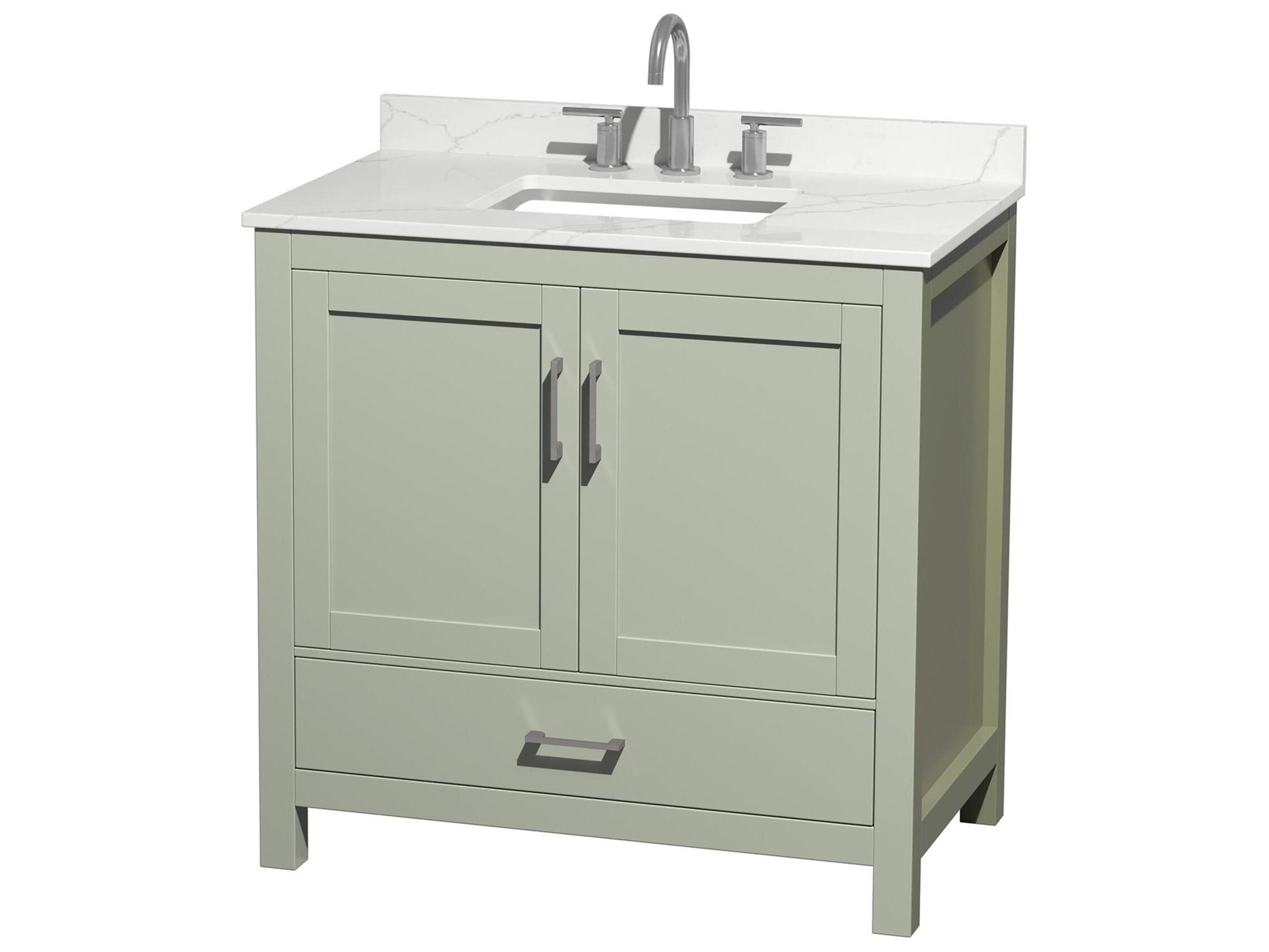Wyndham Collection Sheffield 36" Light Green Vanity