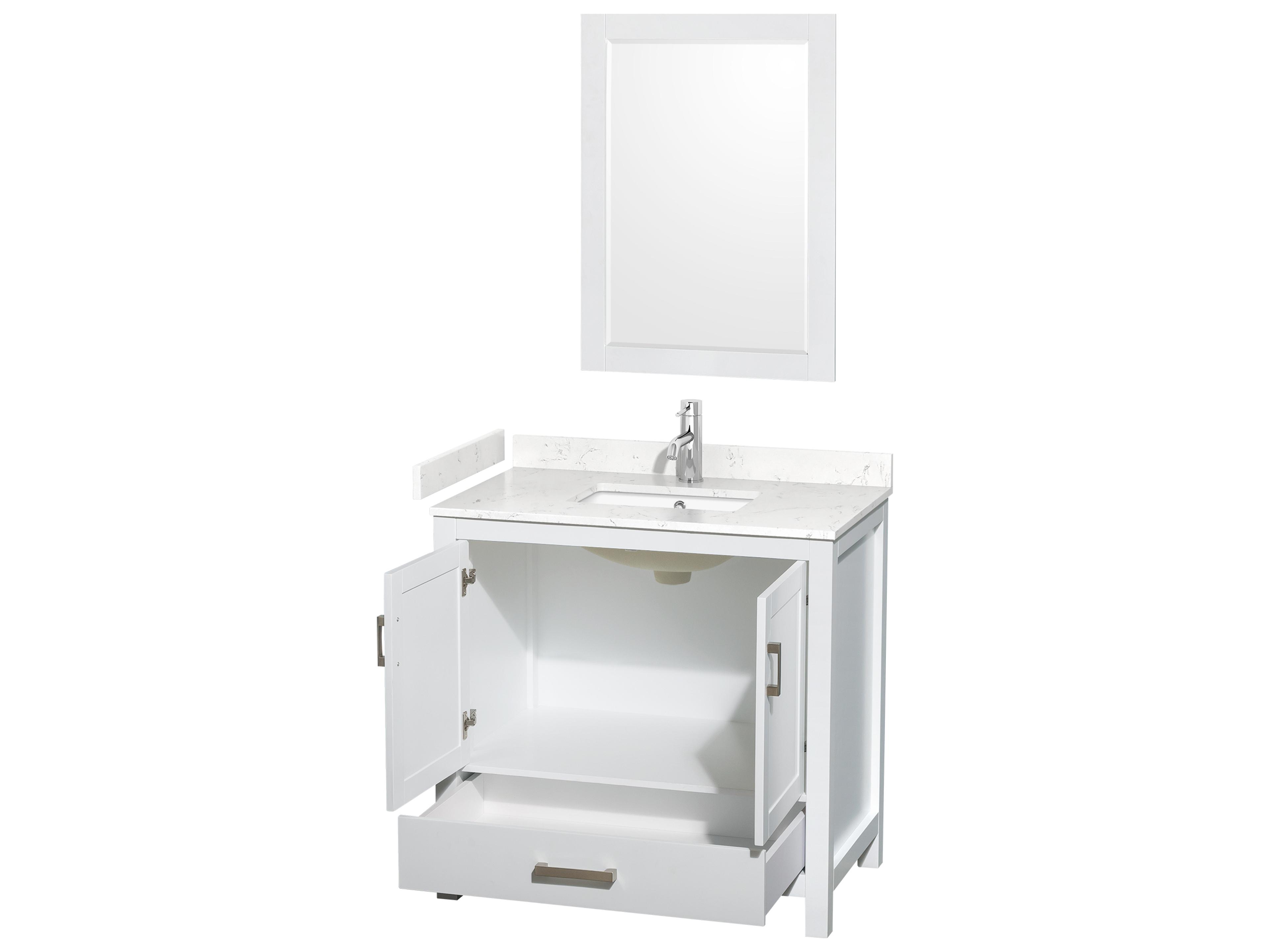 Wyndham Collection Sheffield 36" White Vanity with 24" Mirror