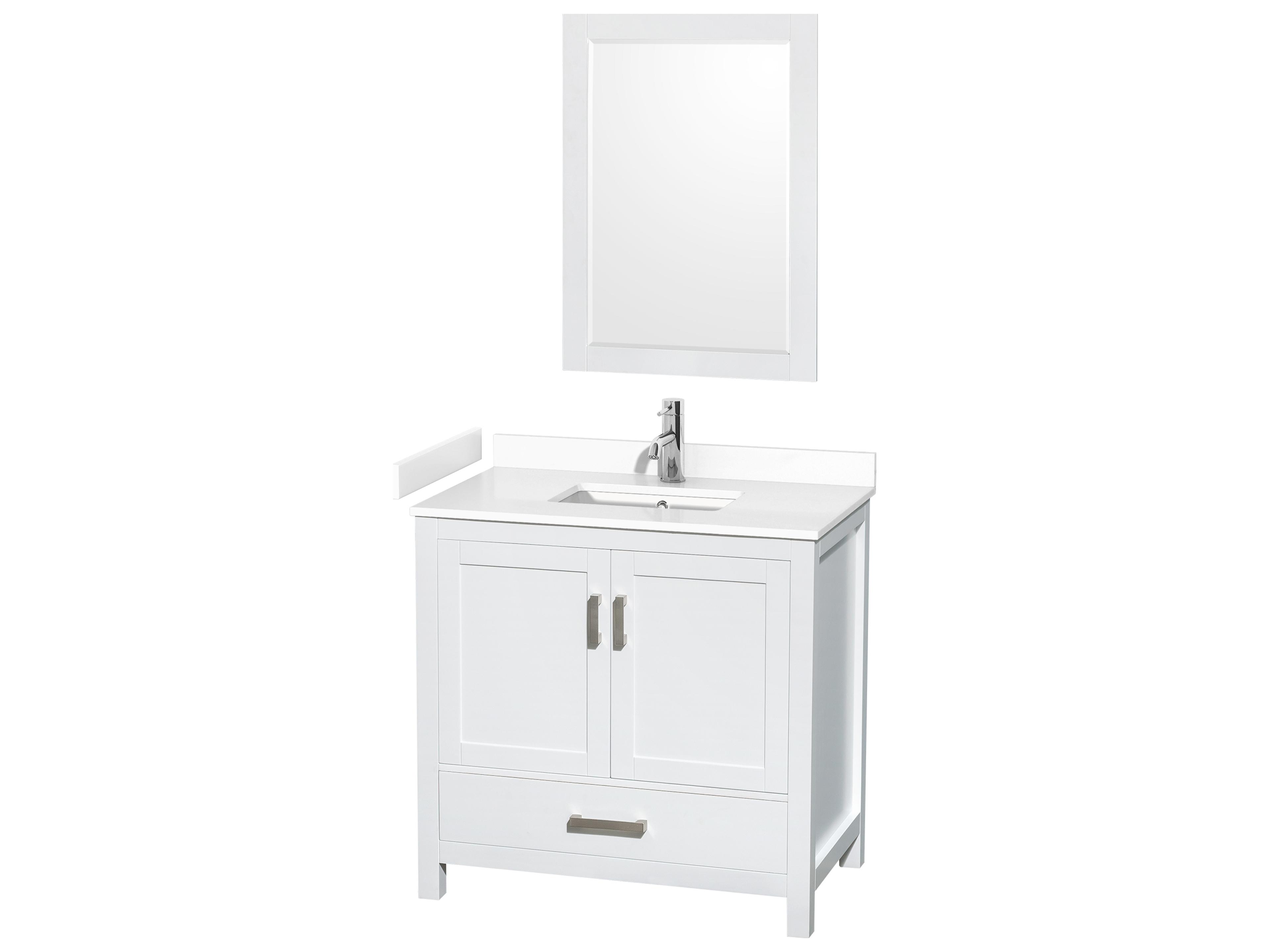 Wyndham Collection Sheffield 36" White Vanity with 24" Mirror