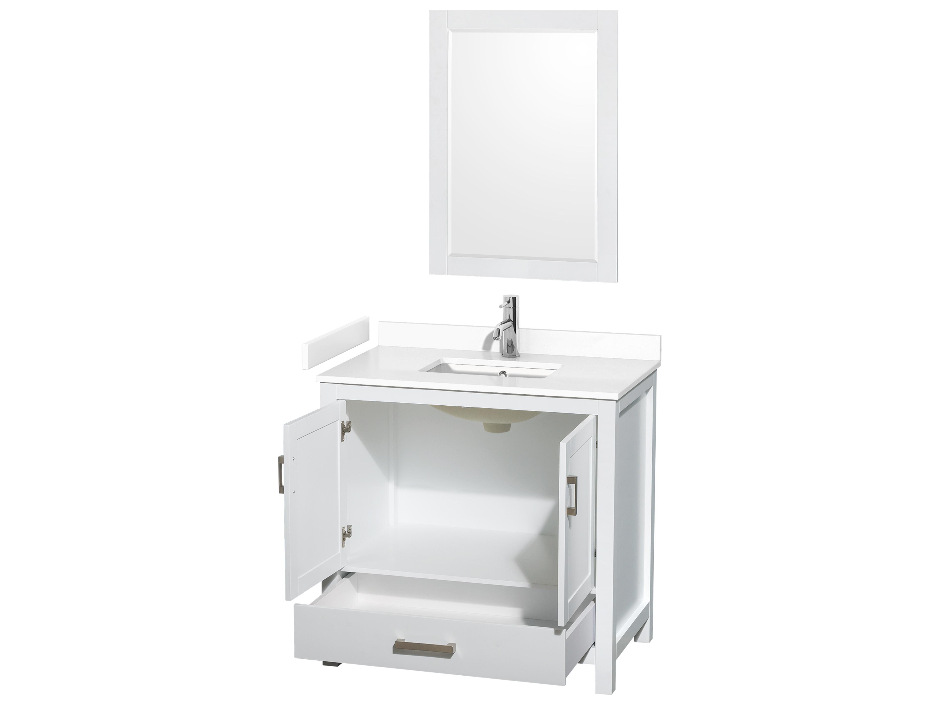 Wyndham Collection Sheffield 36" White Vanity with 24" Mirror