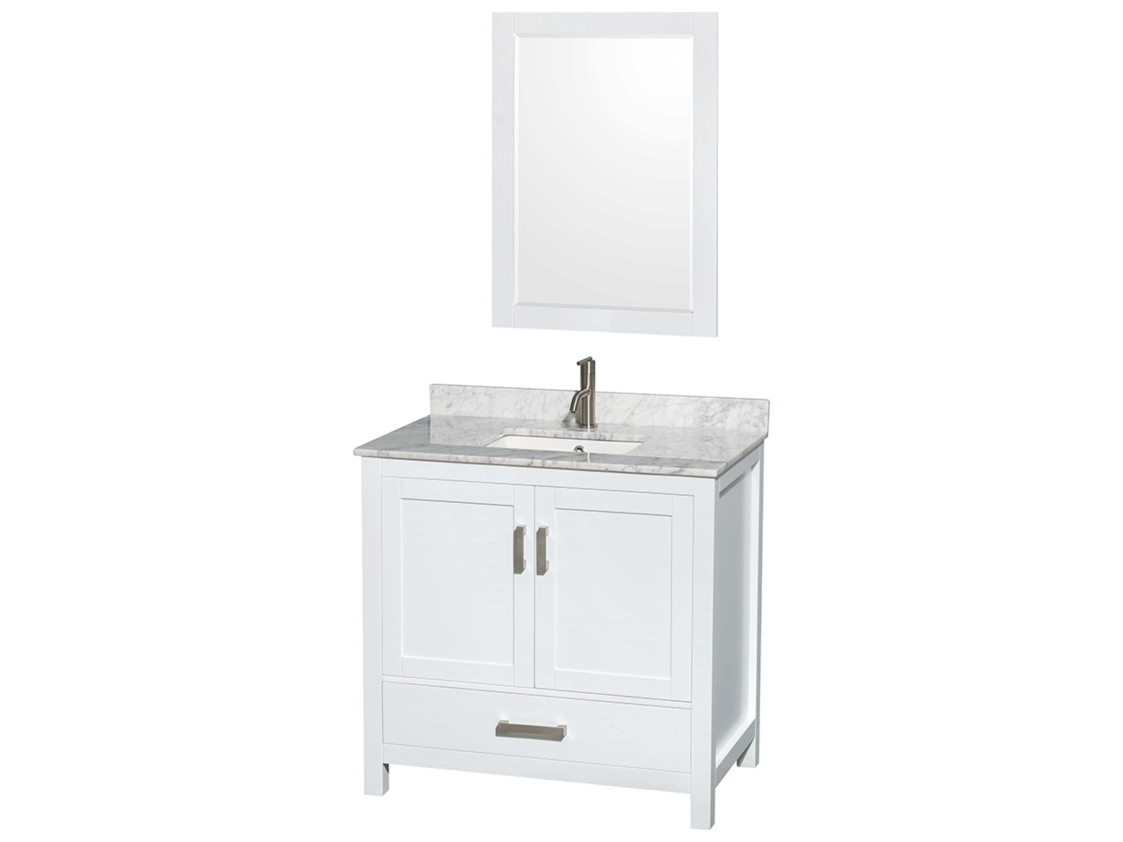 Wyndham Collection Sheffield 36" White Vanity with 24" Mirror