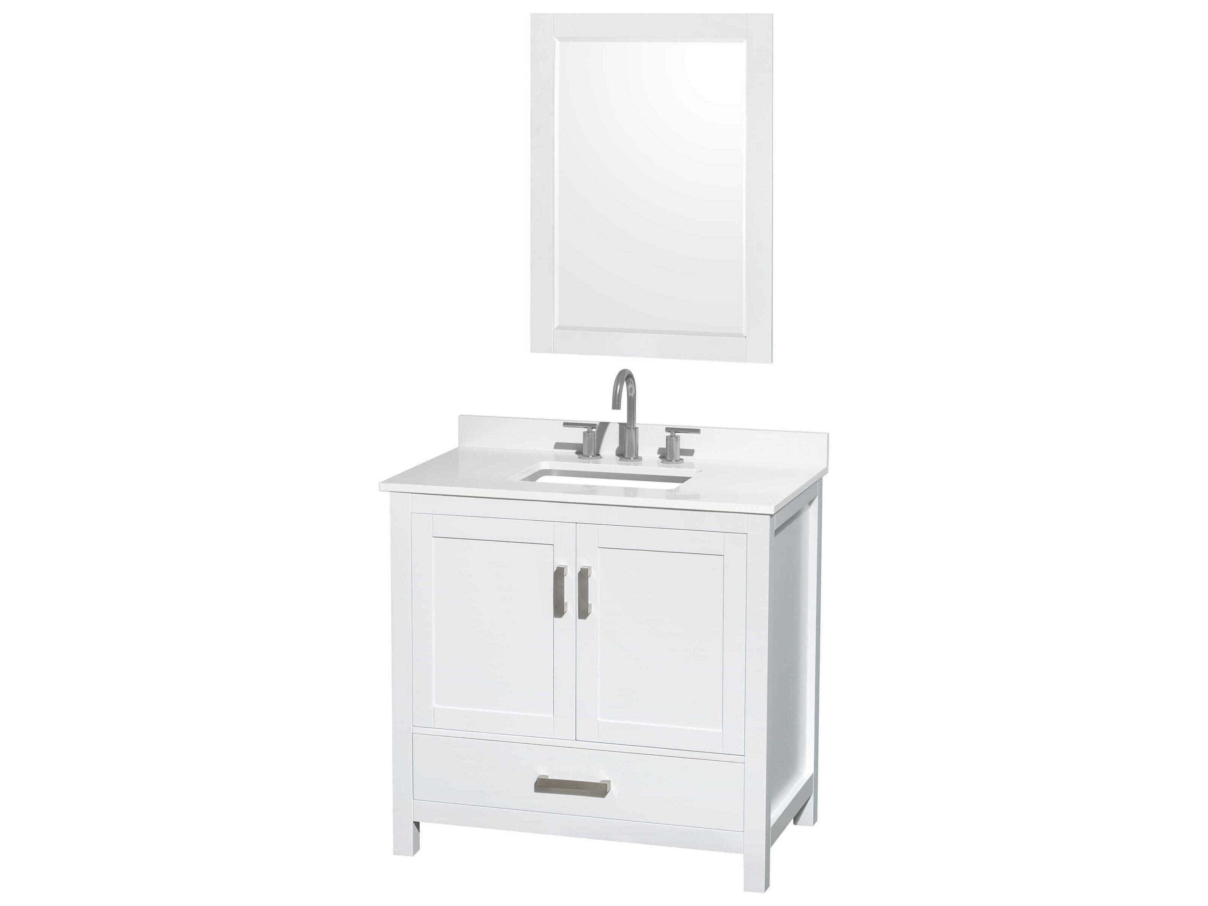 Wyndham Collection Sheffield 36" White Vanity with 24" Mirror