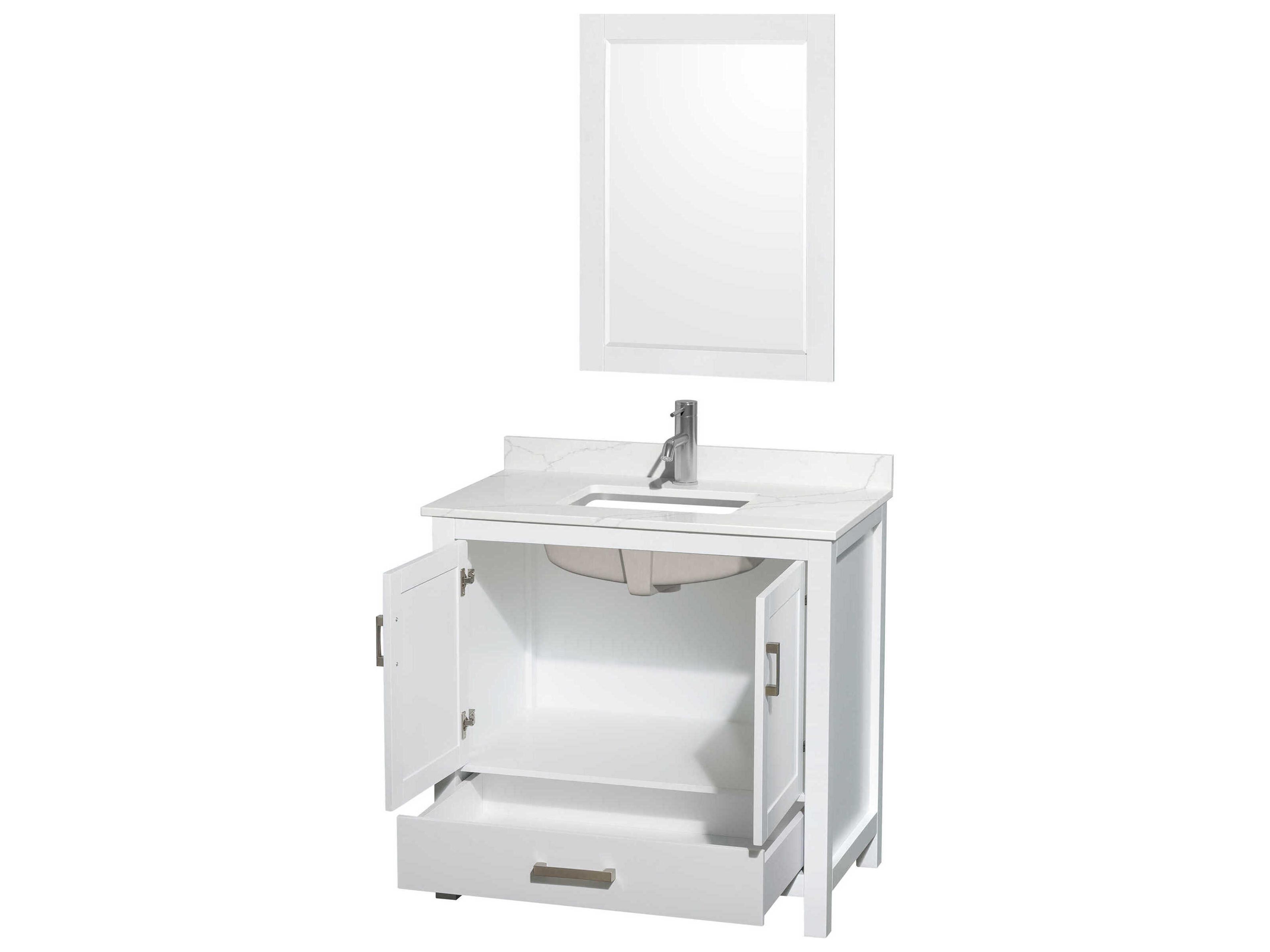 Wyndham Collection Sheffield 36" White Vanity with 24" Mirror