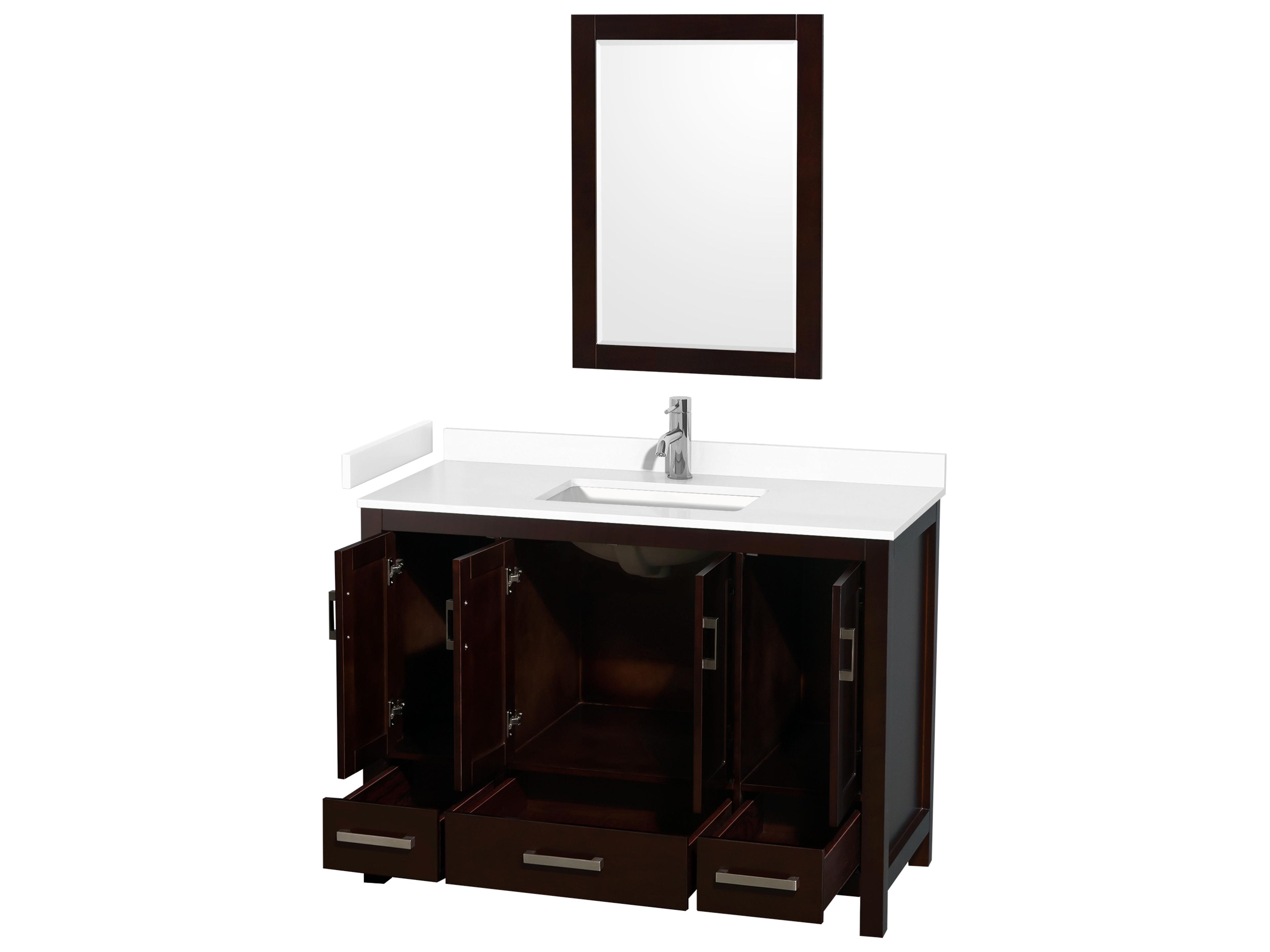 Wyndham Collection Sheffield 48" Espresso Vanity with 24" Mirror