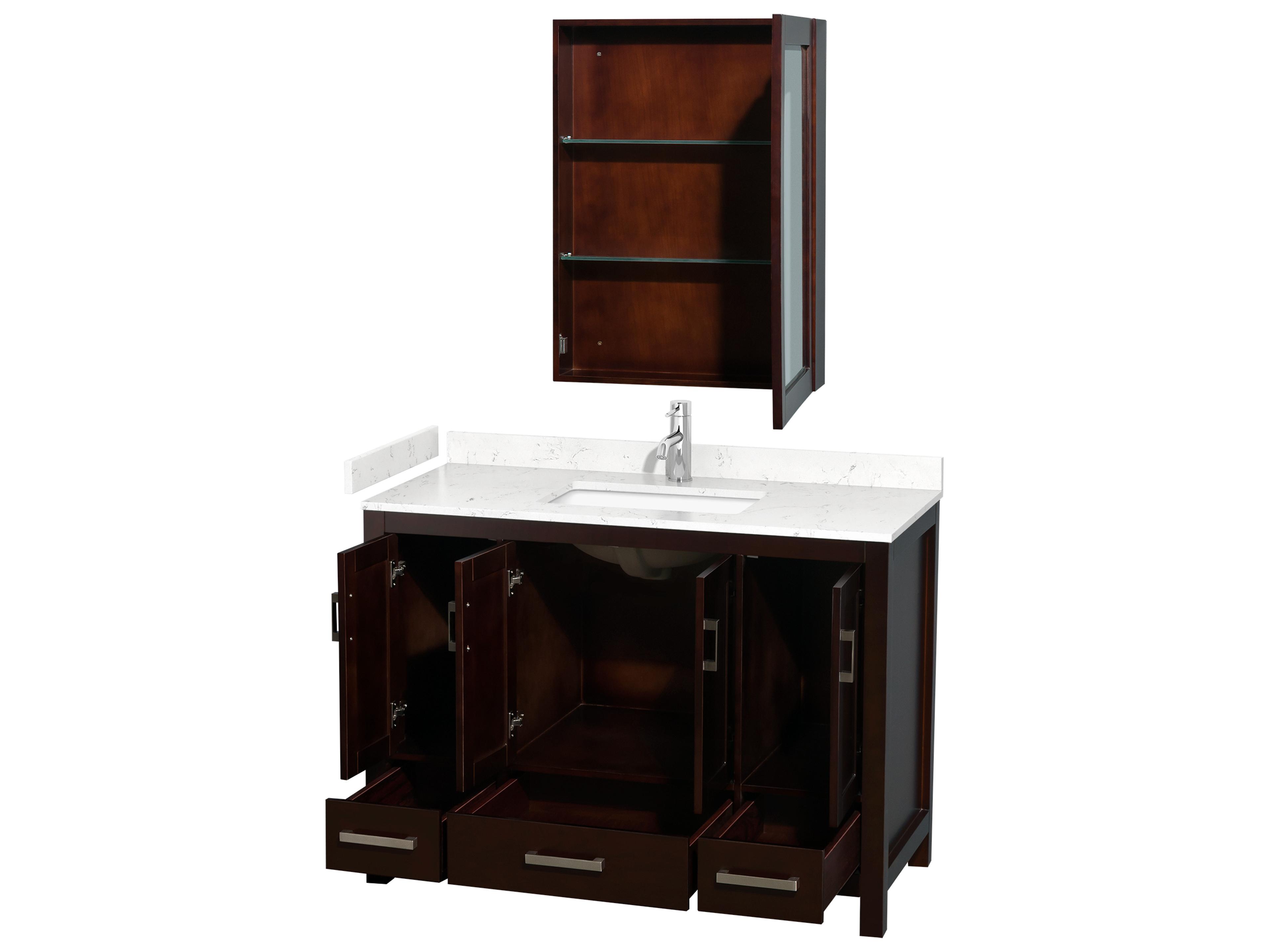 Wyndham Collection Sheffield 48" Espresso Vanity with Medicine Cabinet