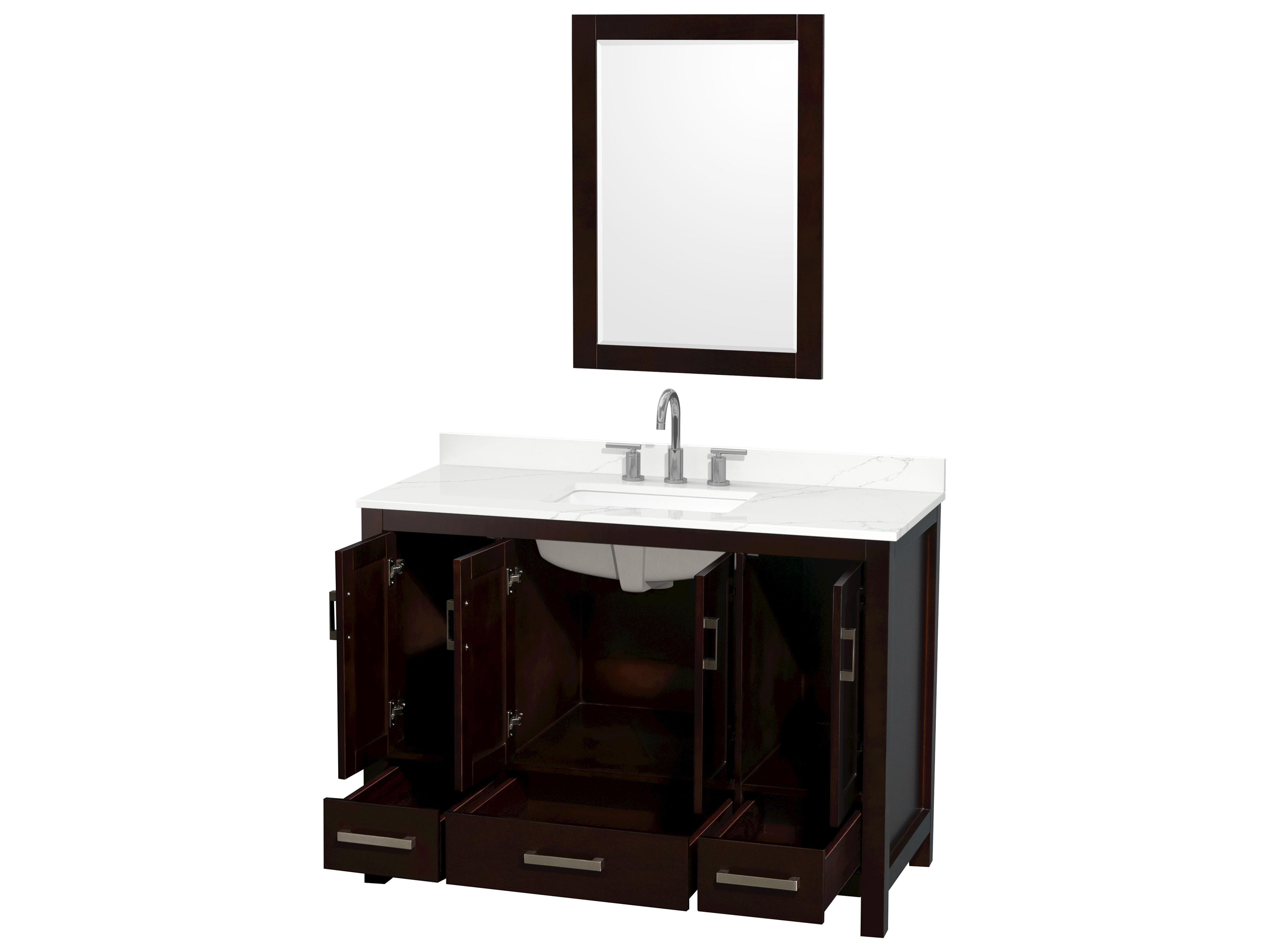 Wyndham Collection Sheffield 48" Espresso Vanity with 24" Mirror