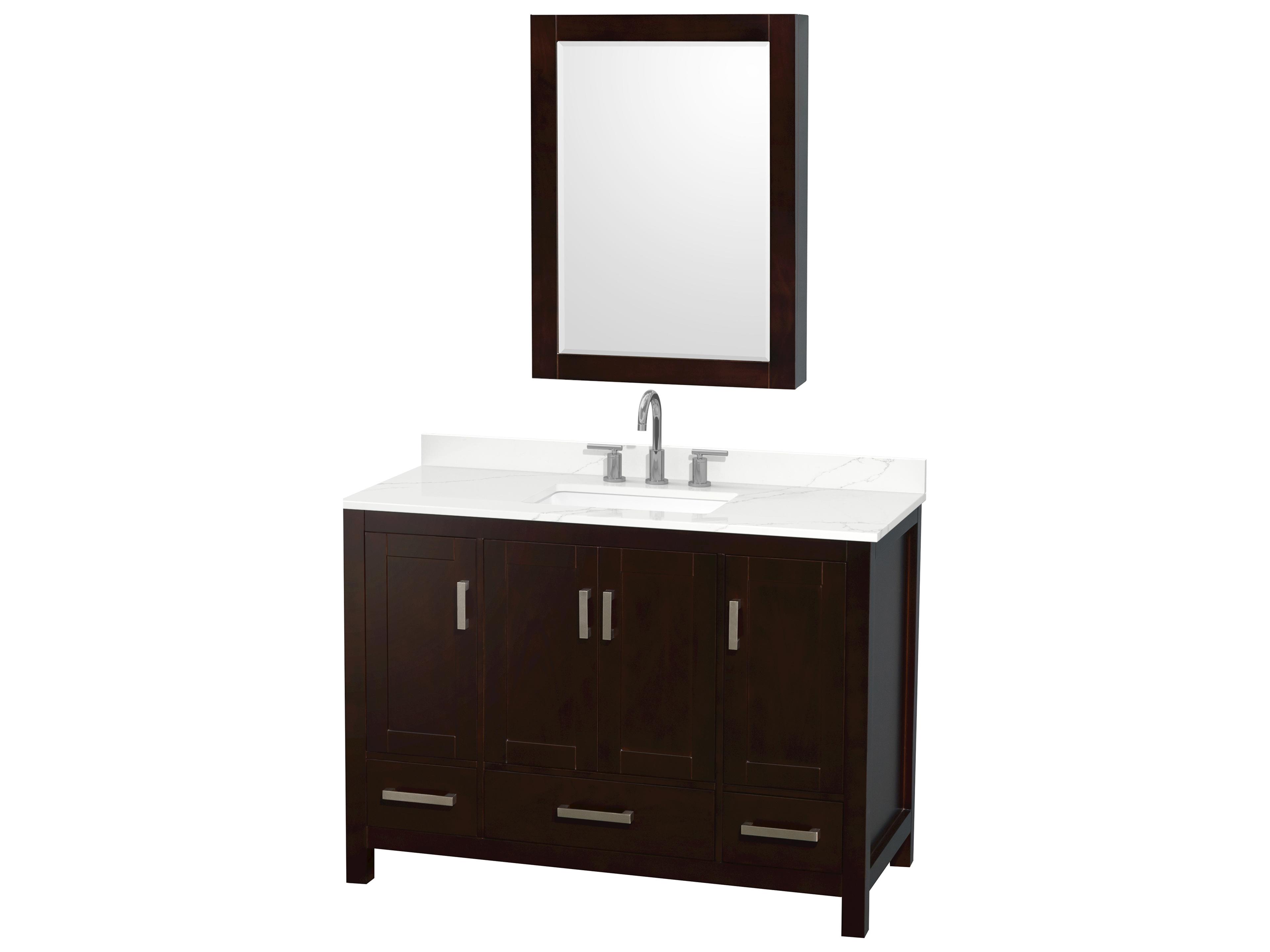 Wyndham Collection Sheffield 48" Espresso Vanity with Medicine Cabinet