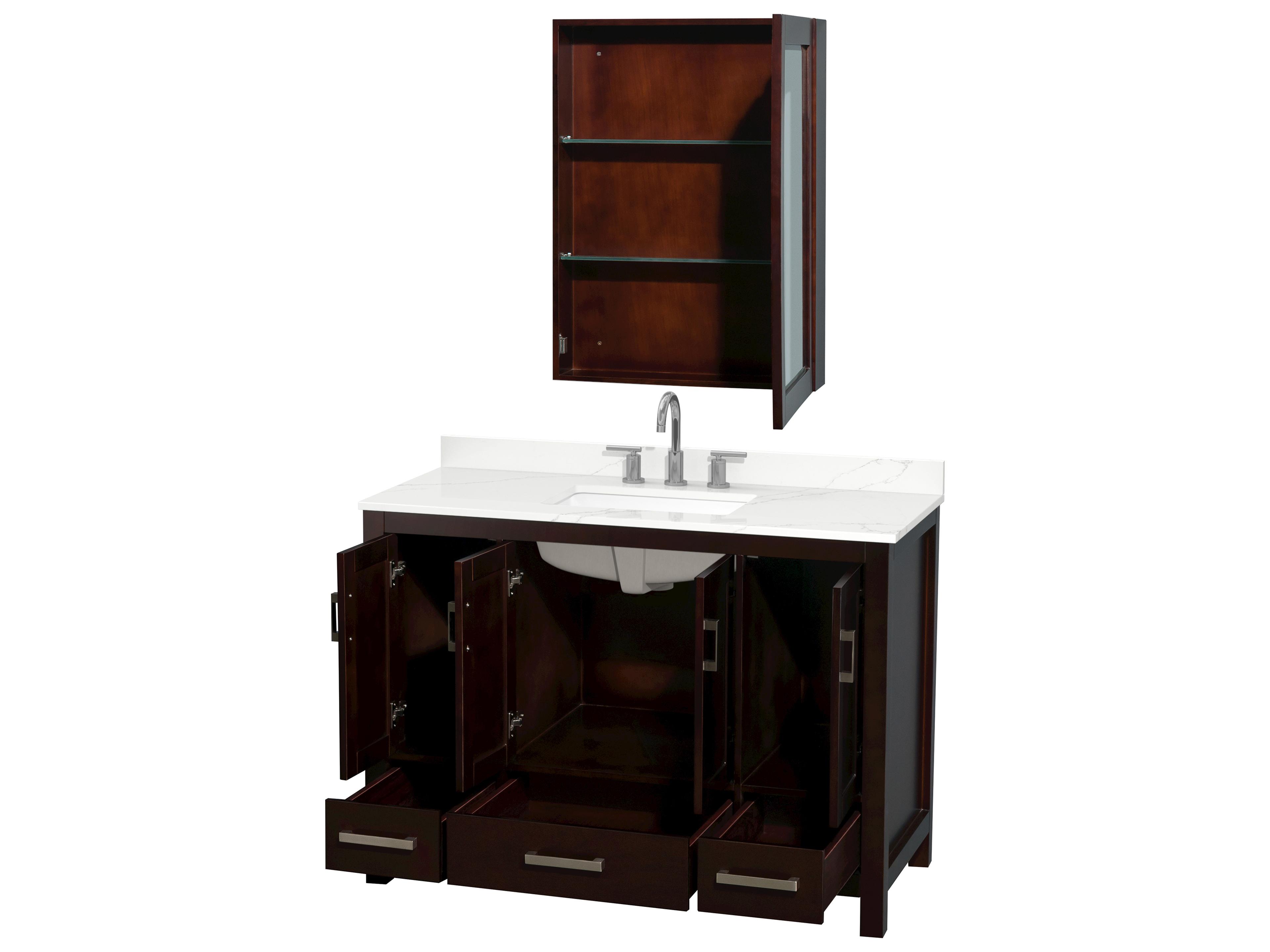 Wyndham Collection Sheffield 48" Espresso Vanity with Medicine Cabinet