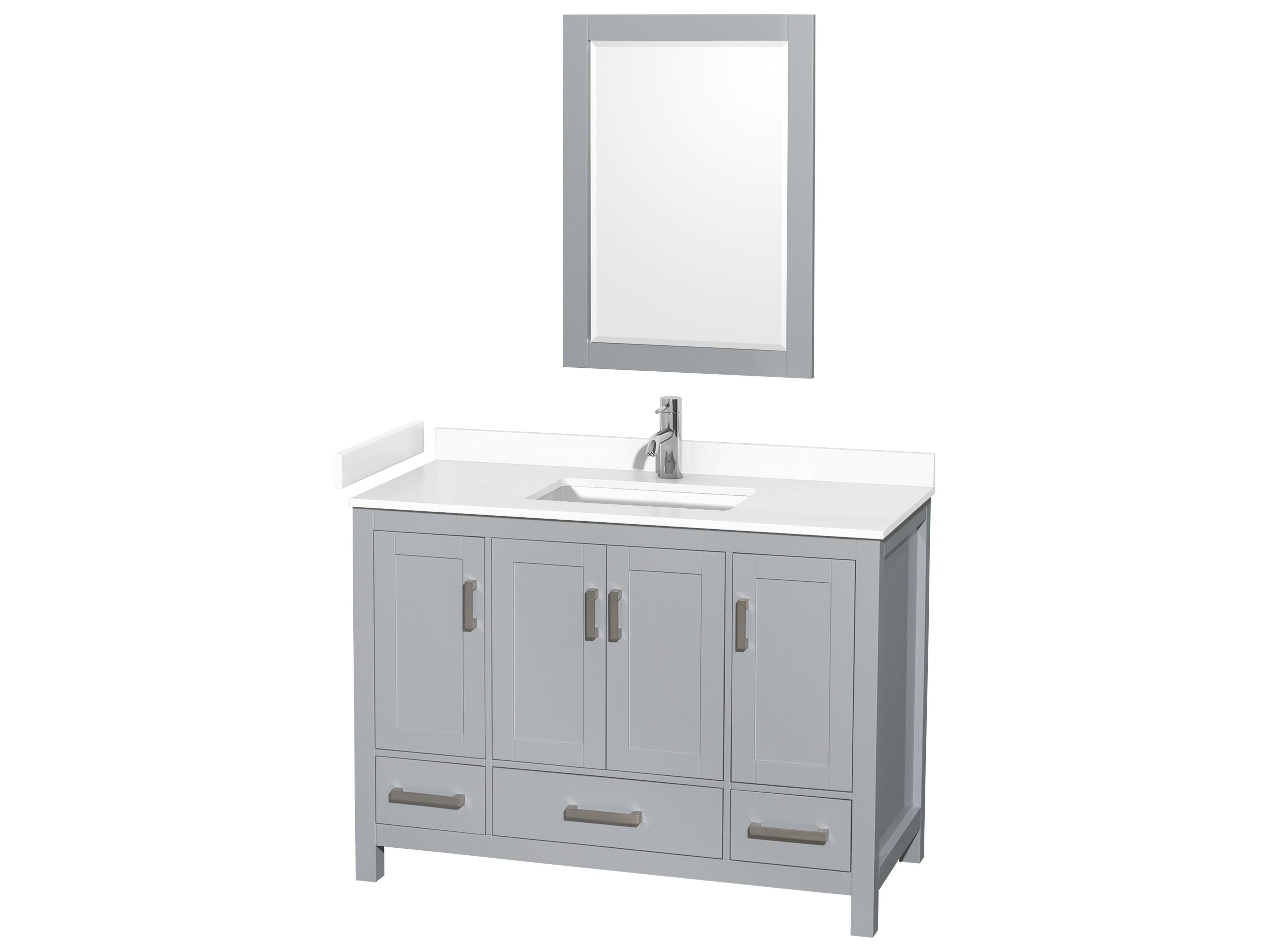 Wyndham Collection Sheffield 48" Gray Vanity with 24" Mirror