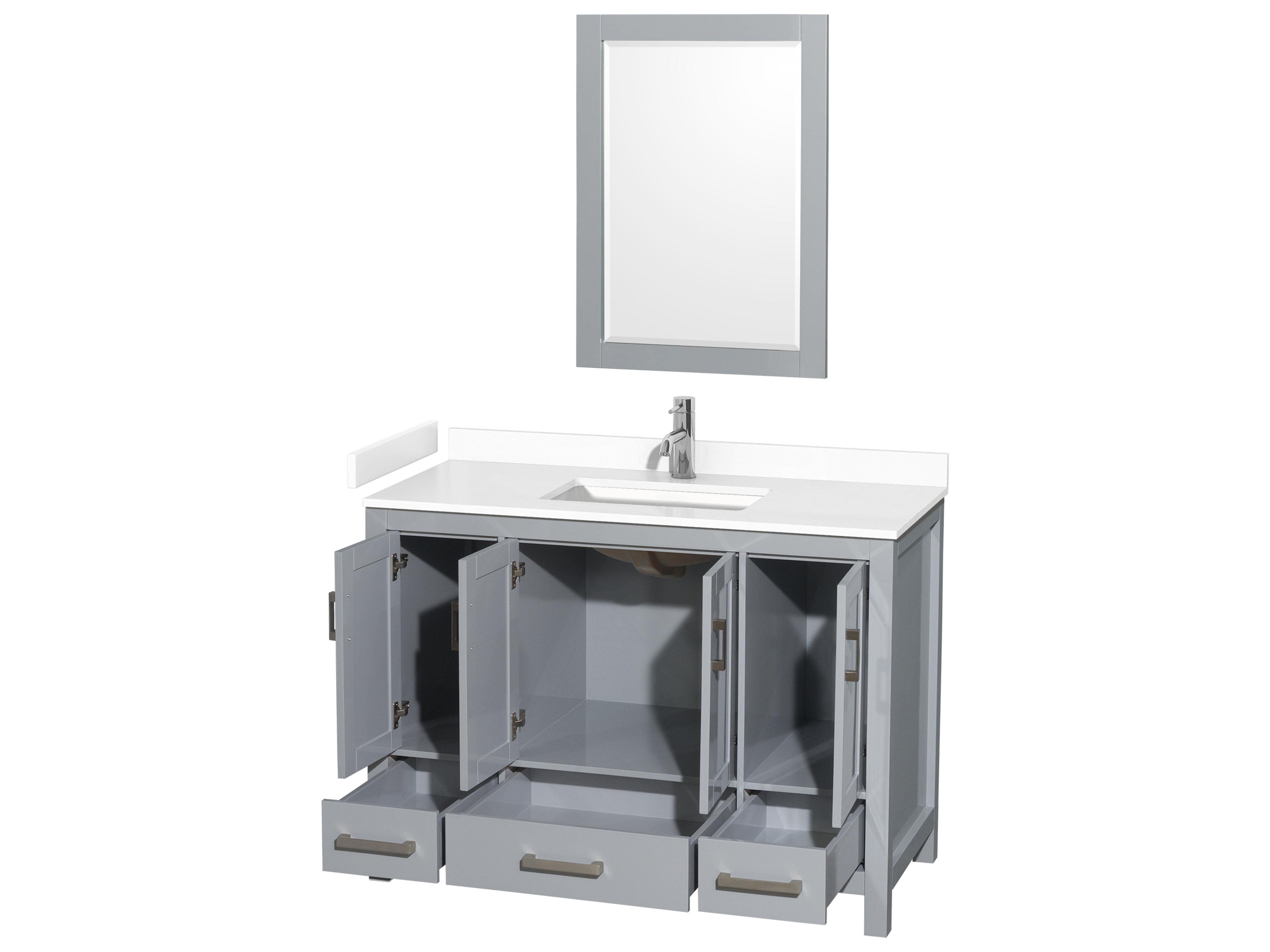 Wyndham Collection Sheffield 48" Gray Vanity with 24" Mirror