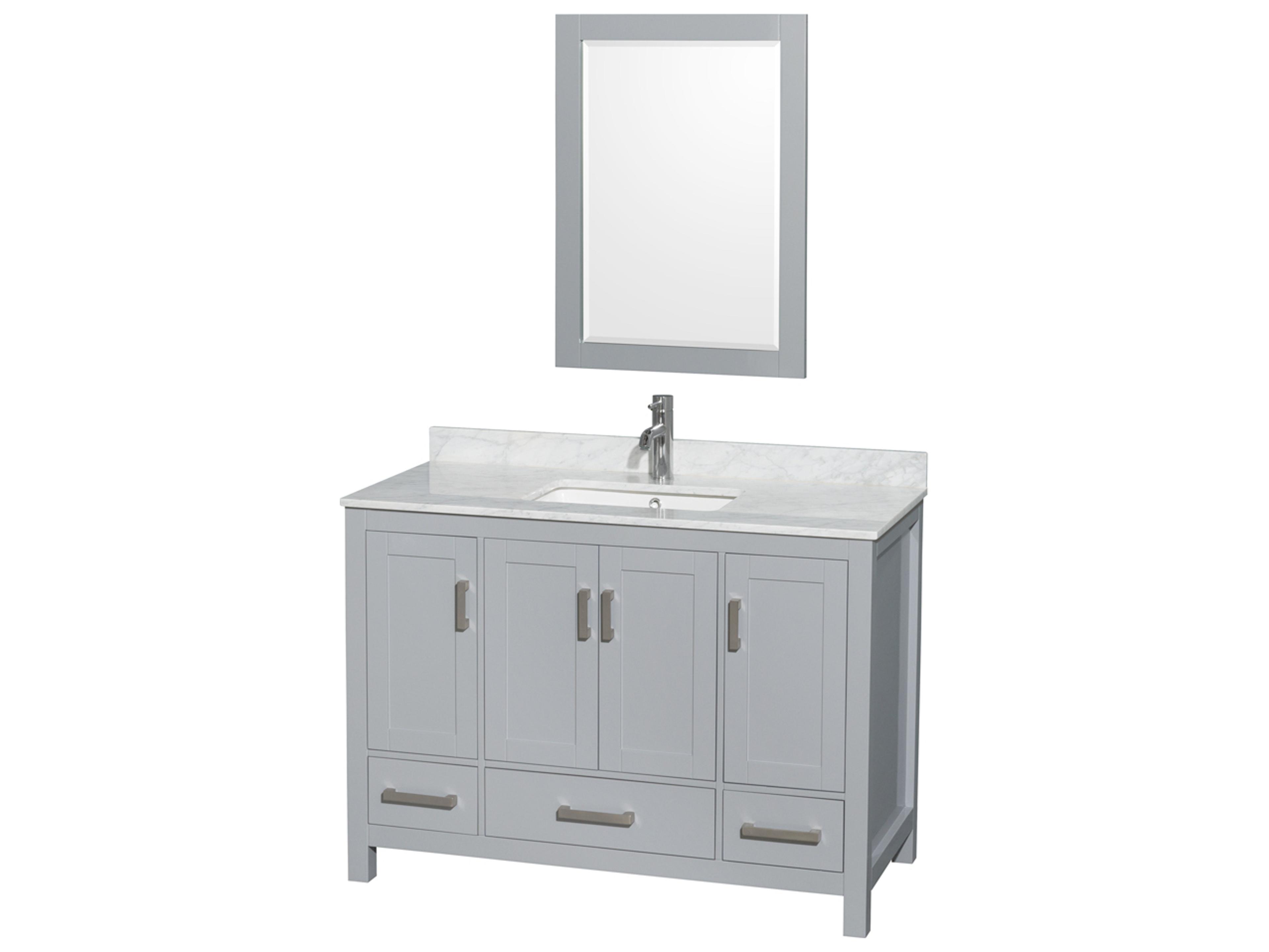 Wyndham Collection Sheffield 48" Gray Vanity with 24" Mirror