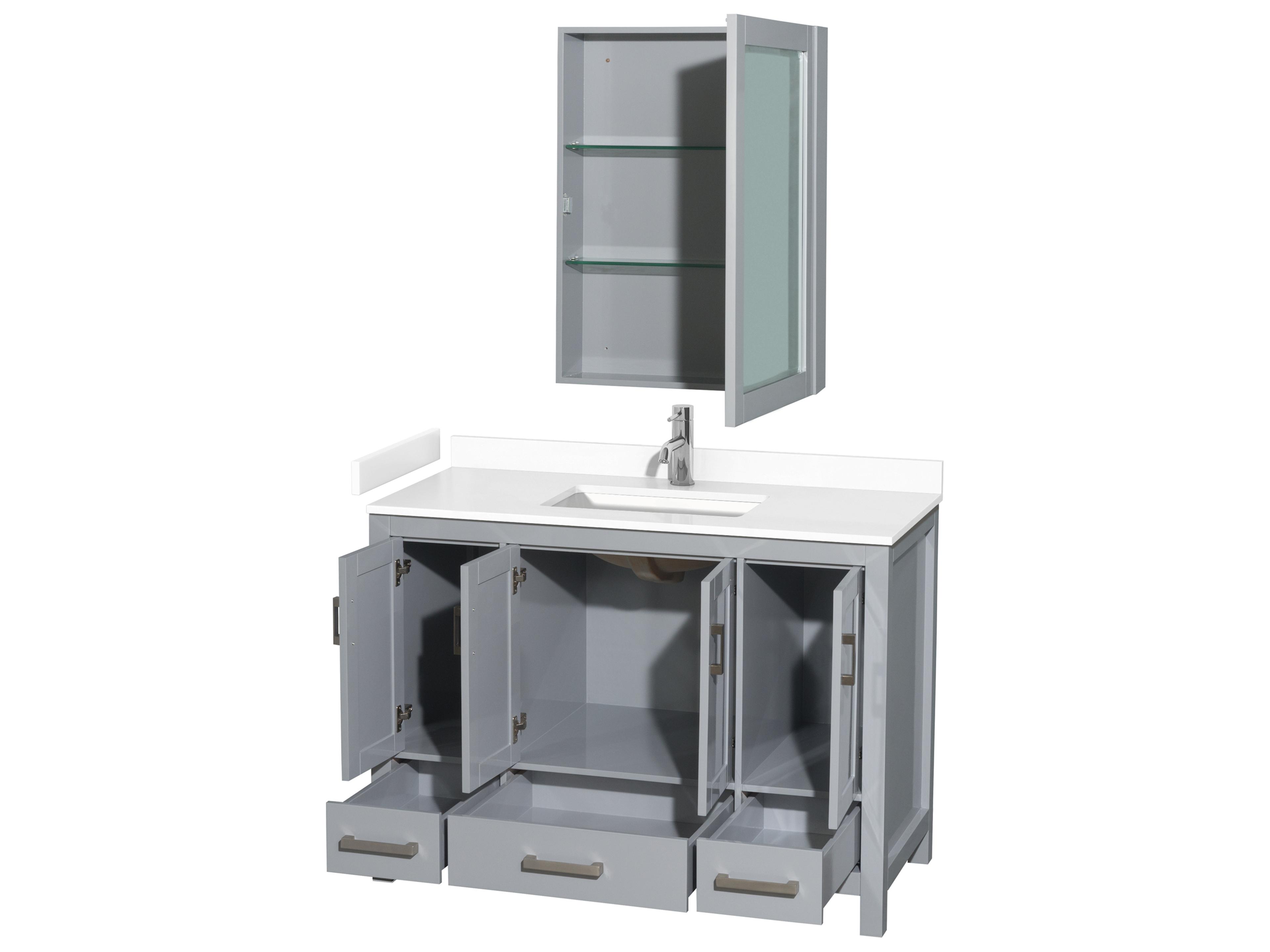 Wyndham Collection Sheffield 48" Gray Vanity with Medicine Cabinet
