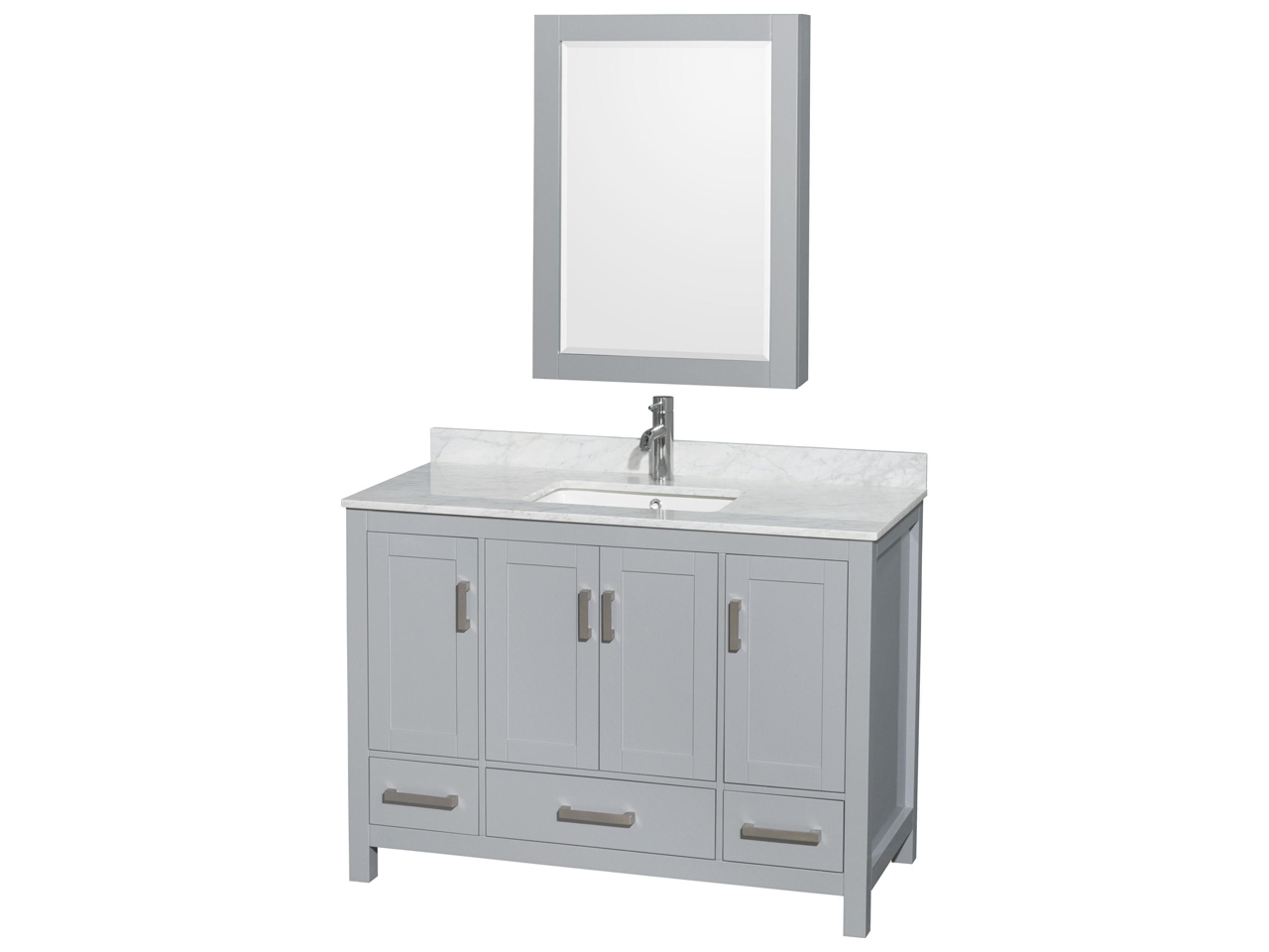 Wyndham Collection Sheffield 48" Gray Vanity with Medicine Cabinet