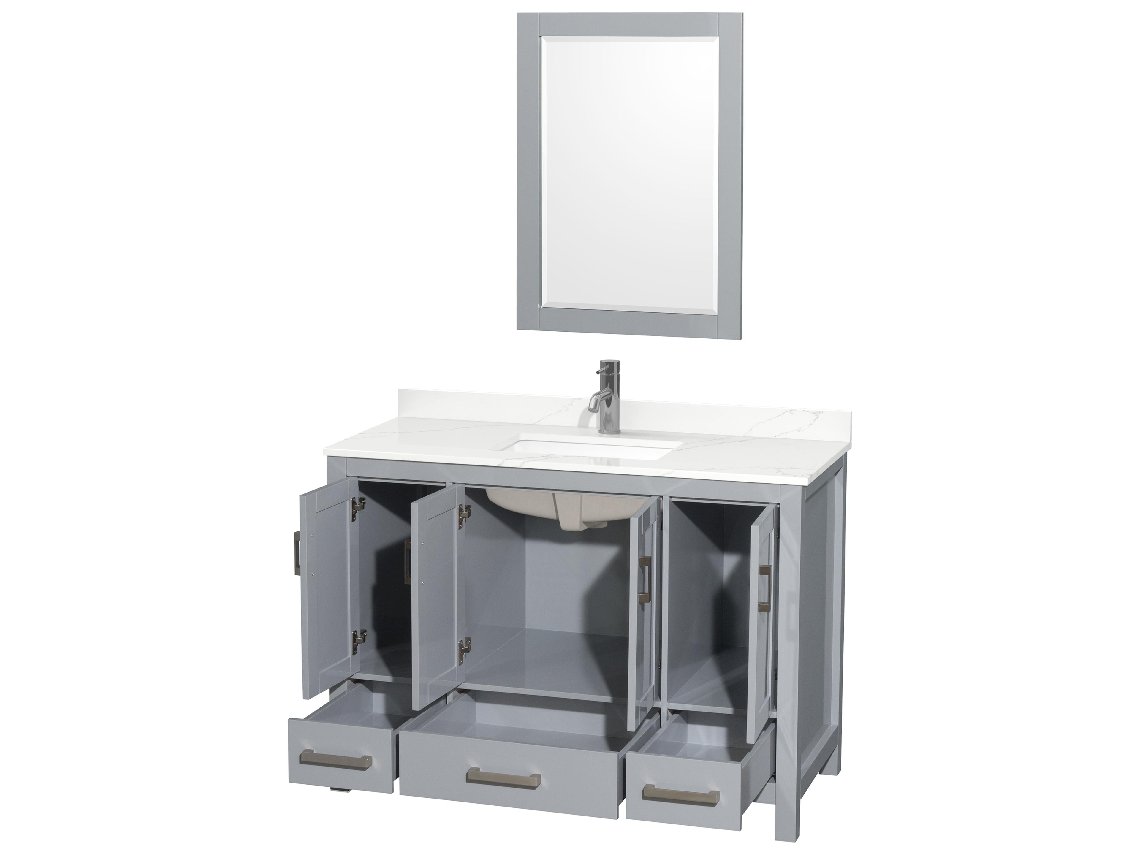Wyndham Collection Sheffield 48" Gray Vanity with 24" Mirror