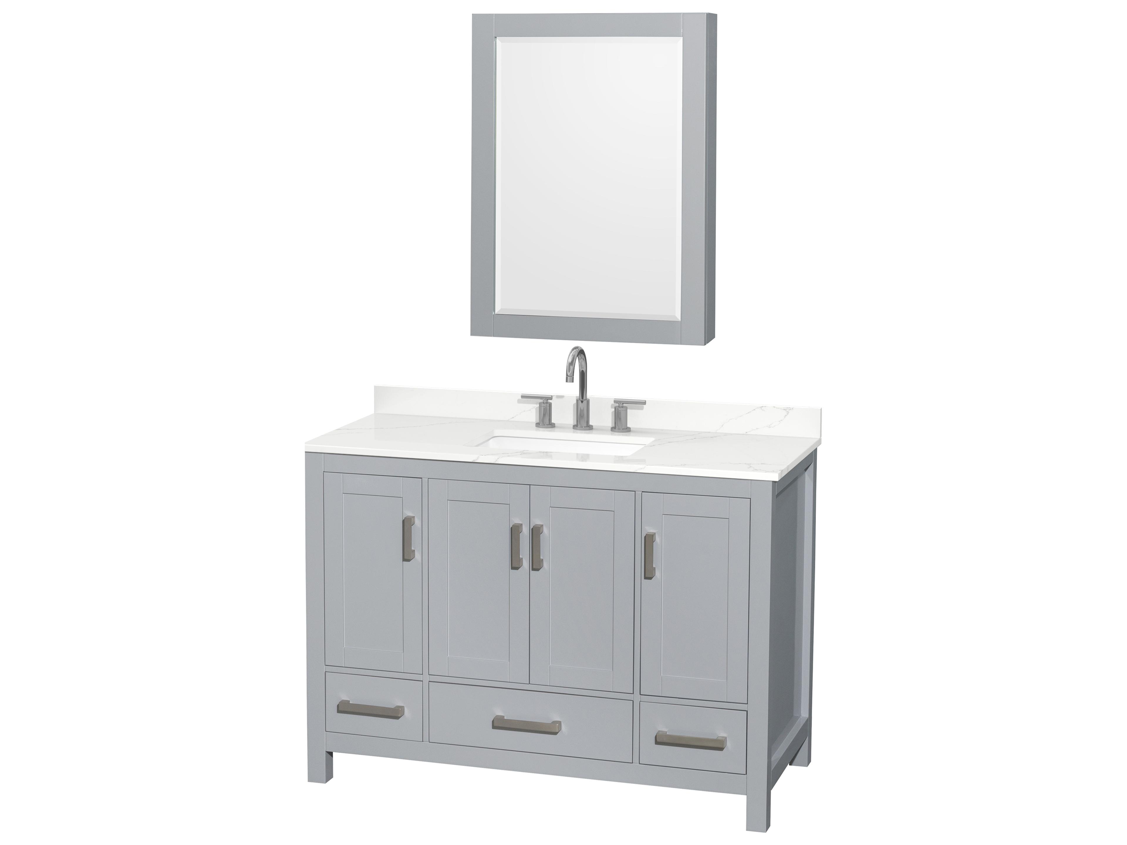 Wyndham Collection Sheffield 48" Gray Vanity with Medicine Cabinet