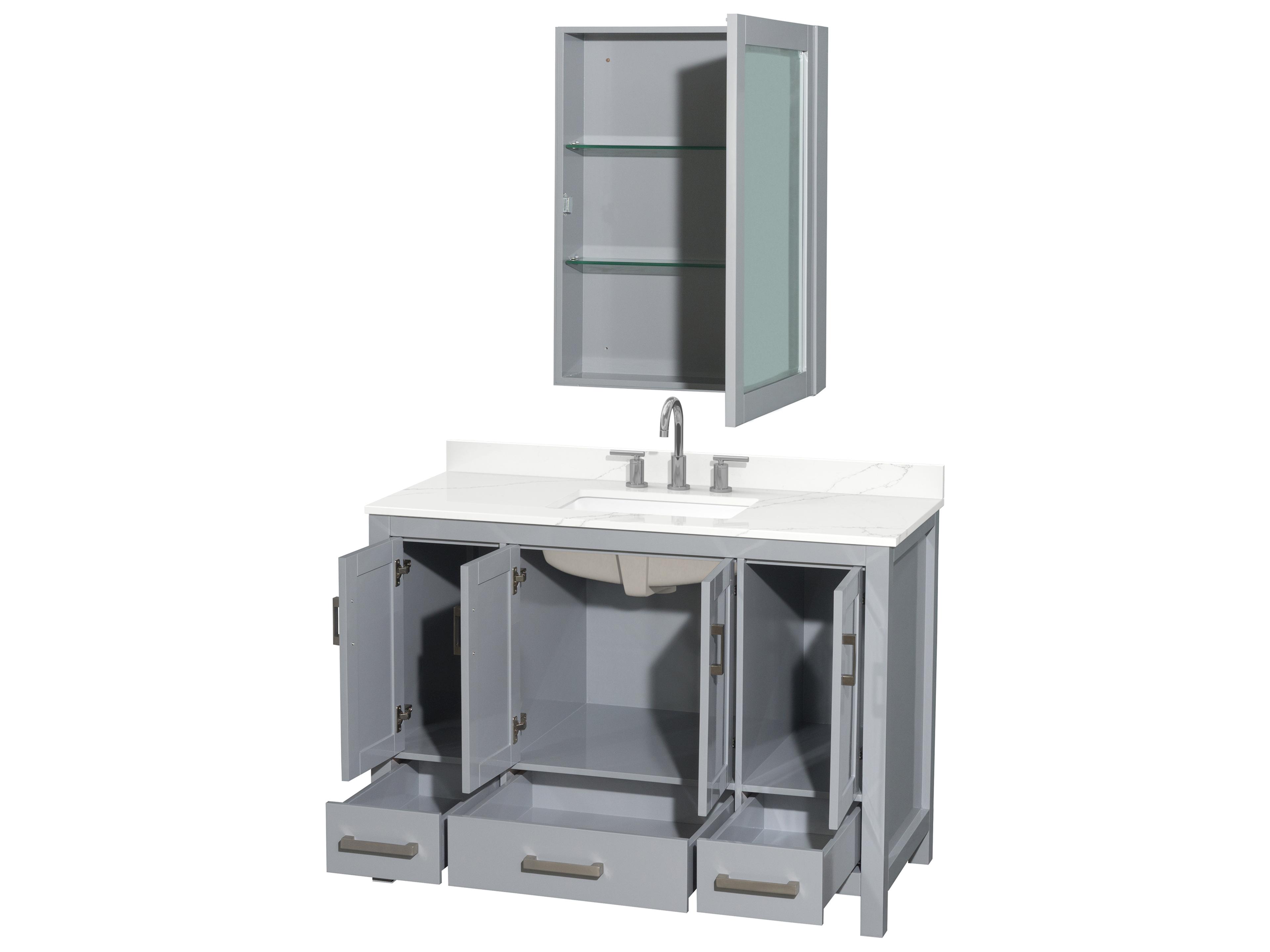 Wyndham Collection Sheffield 48" Gray Vanity with Medicine Cabinet
