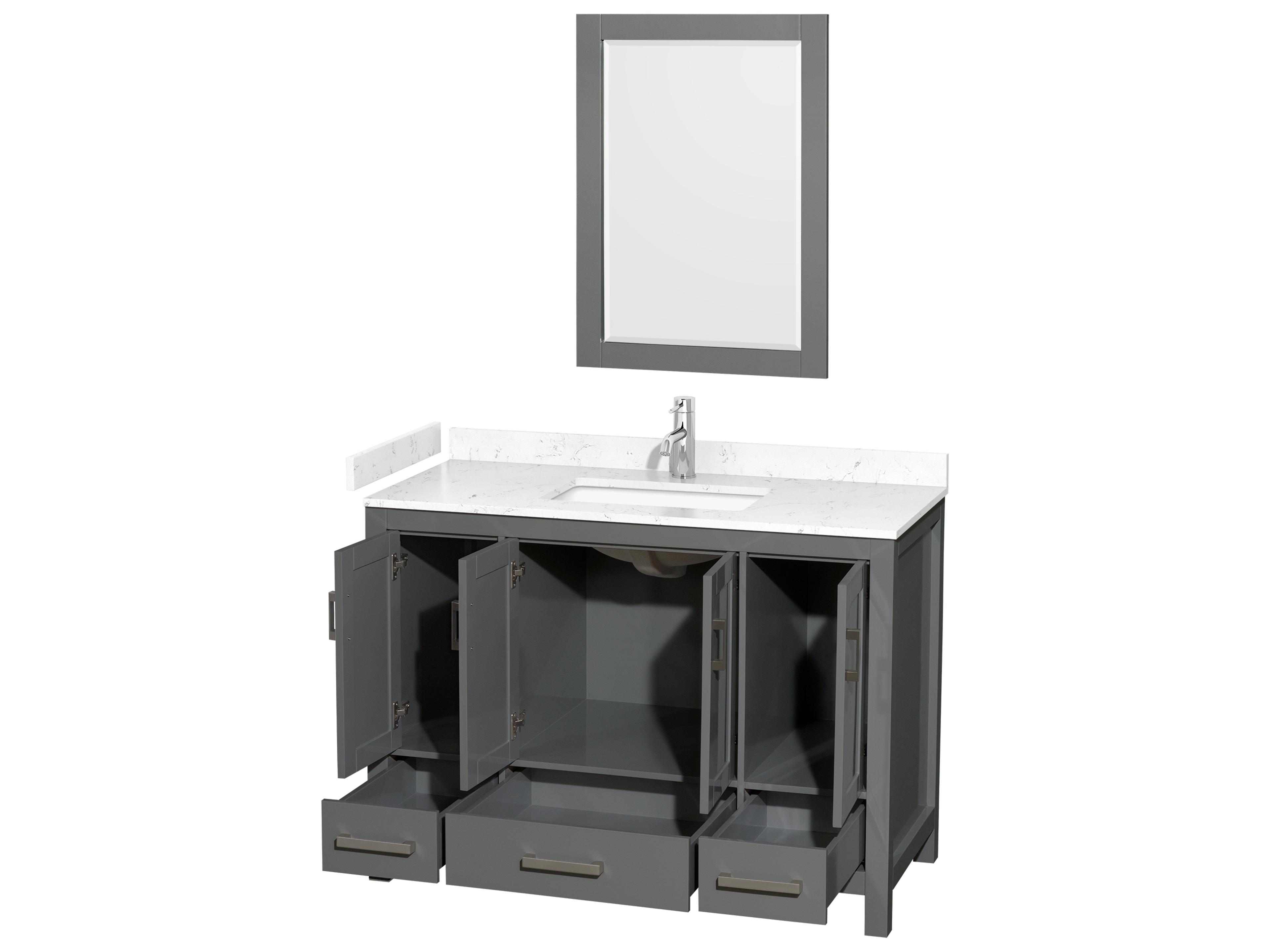 Wyndham Collection Sheffield 48" Dark Gray Vanity with 24" Mirror