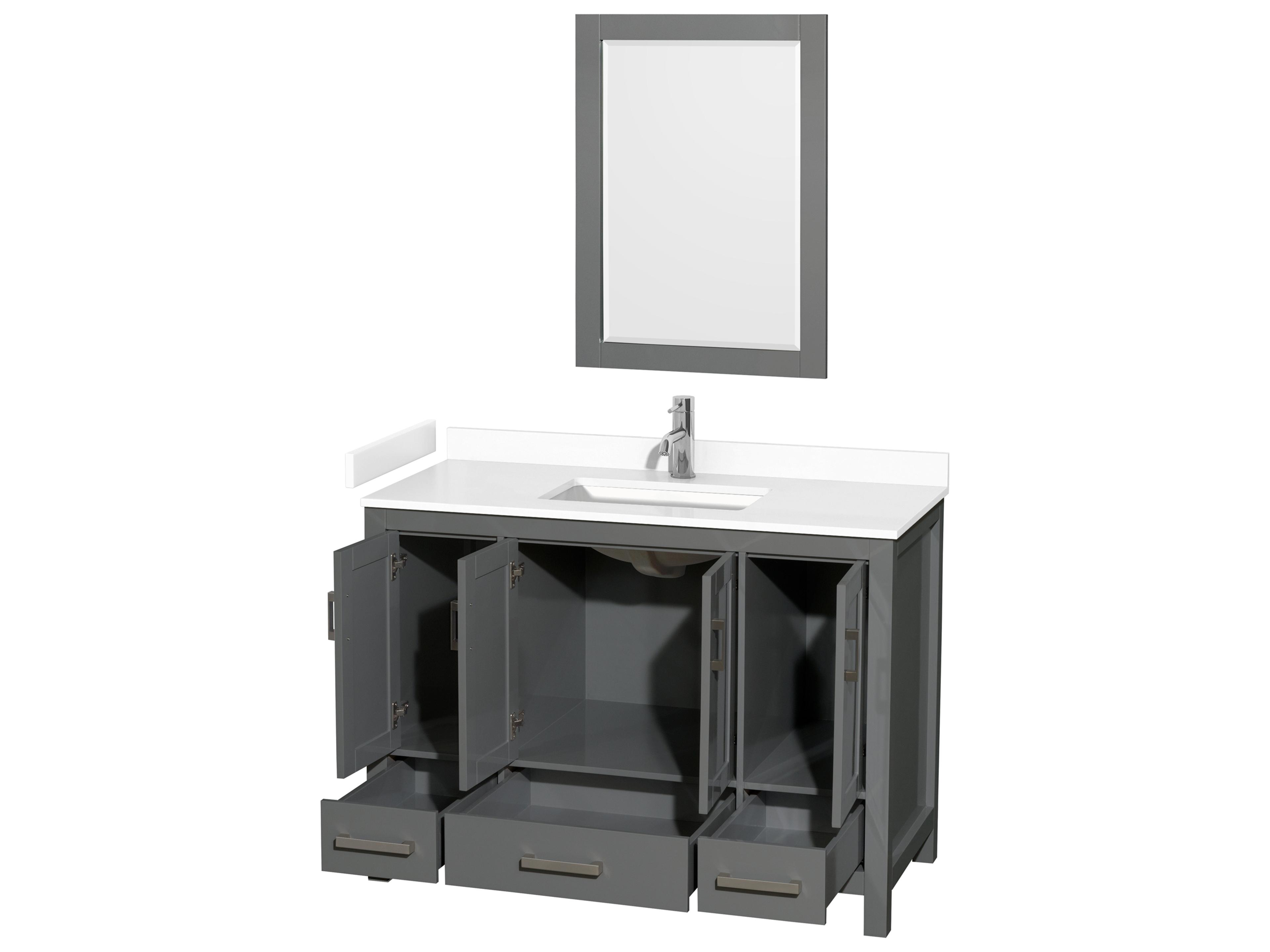 Wyndham Collection Sheffield 48" Dark Gray Vanity with 24" Mirror