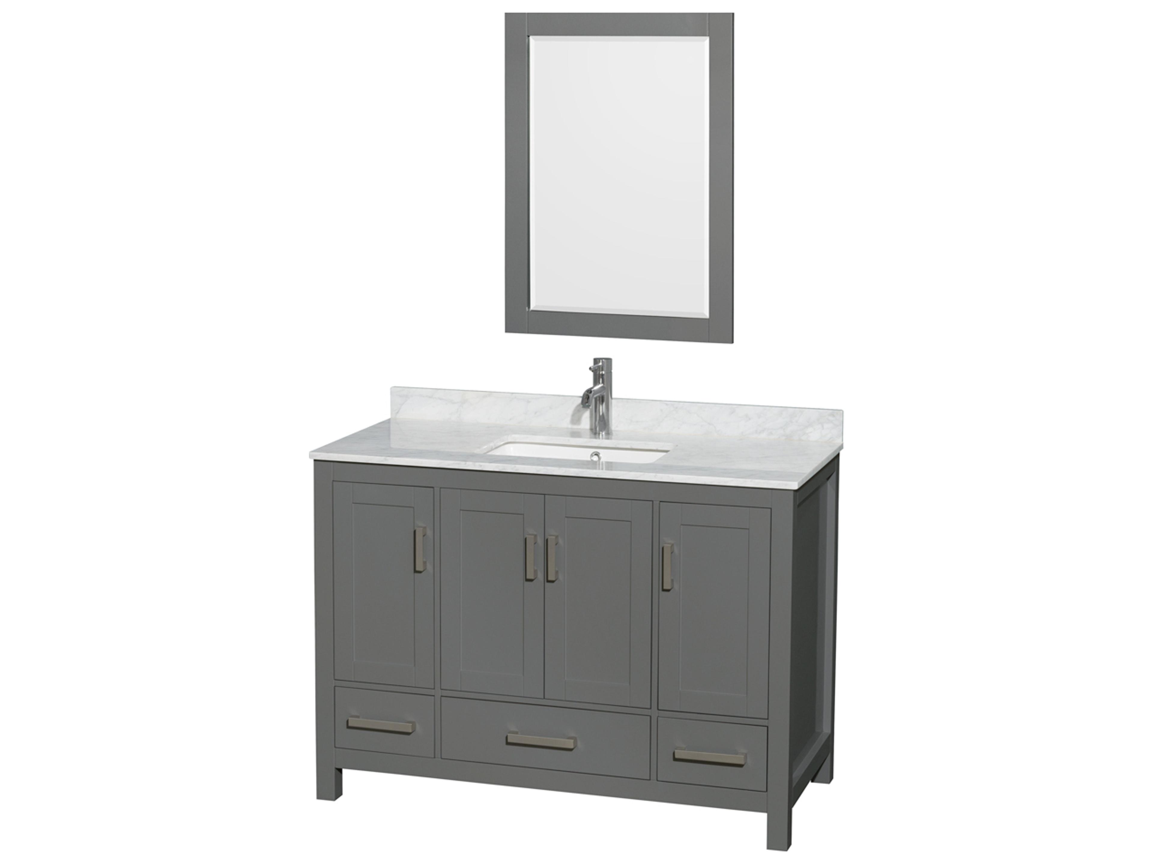 Wyndham Collection Sheffield 48" Dark Gray Vanity with 24" Mirror