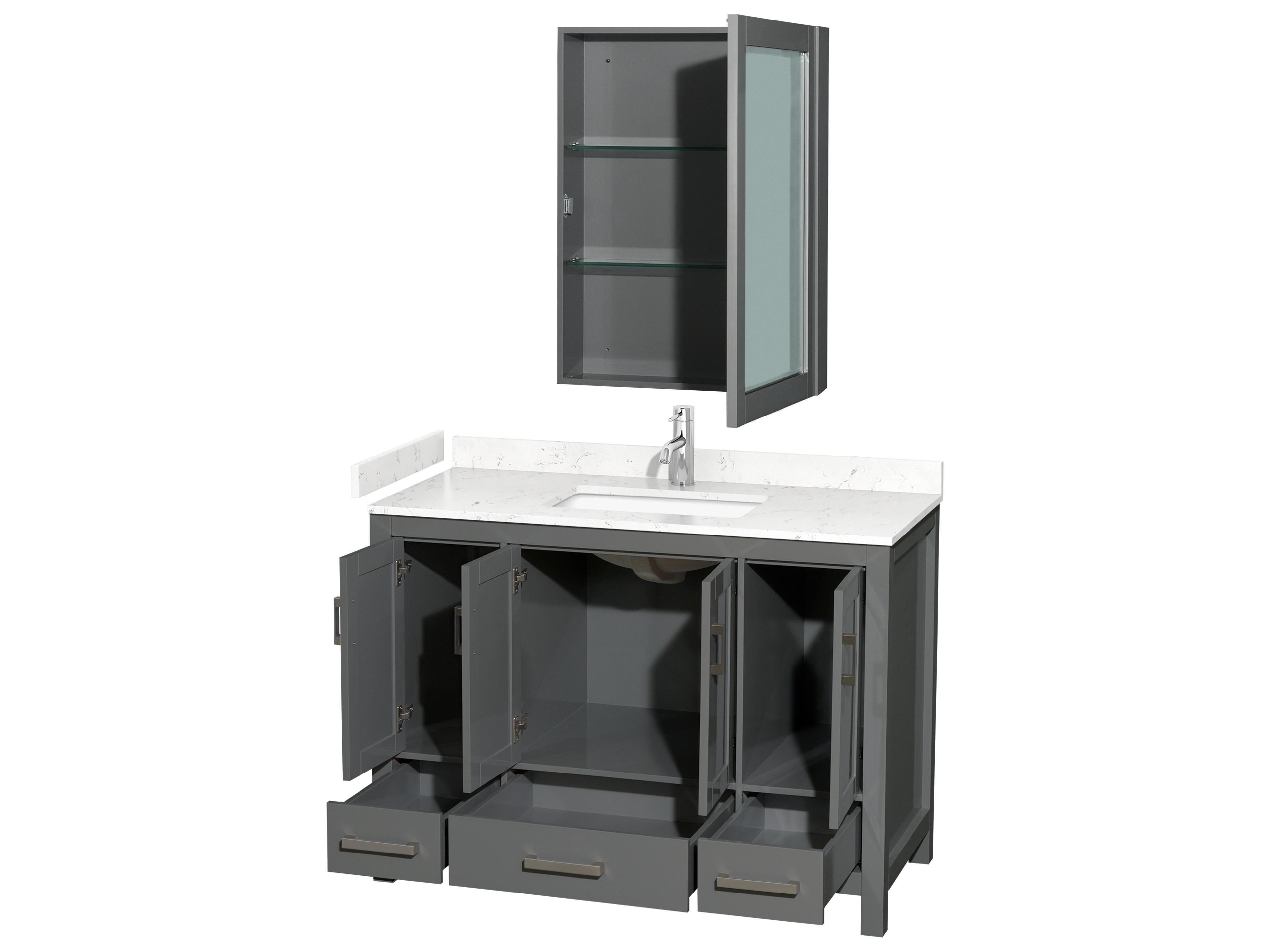 Wyndham Collection Sheffield 48" Dark Gray Vanity with Medicine Cabinet