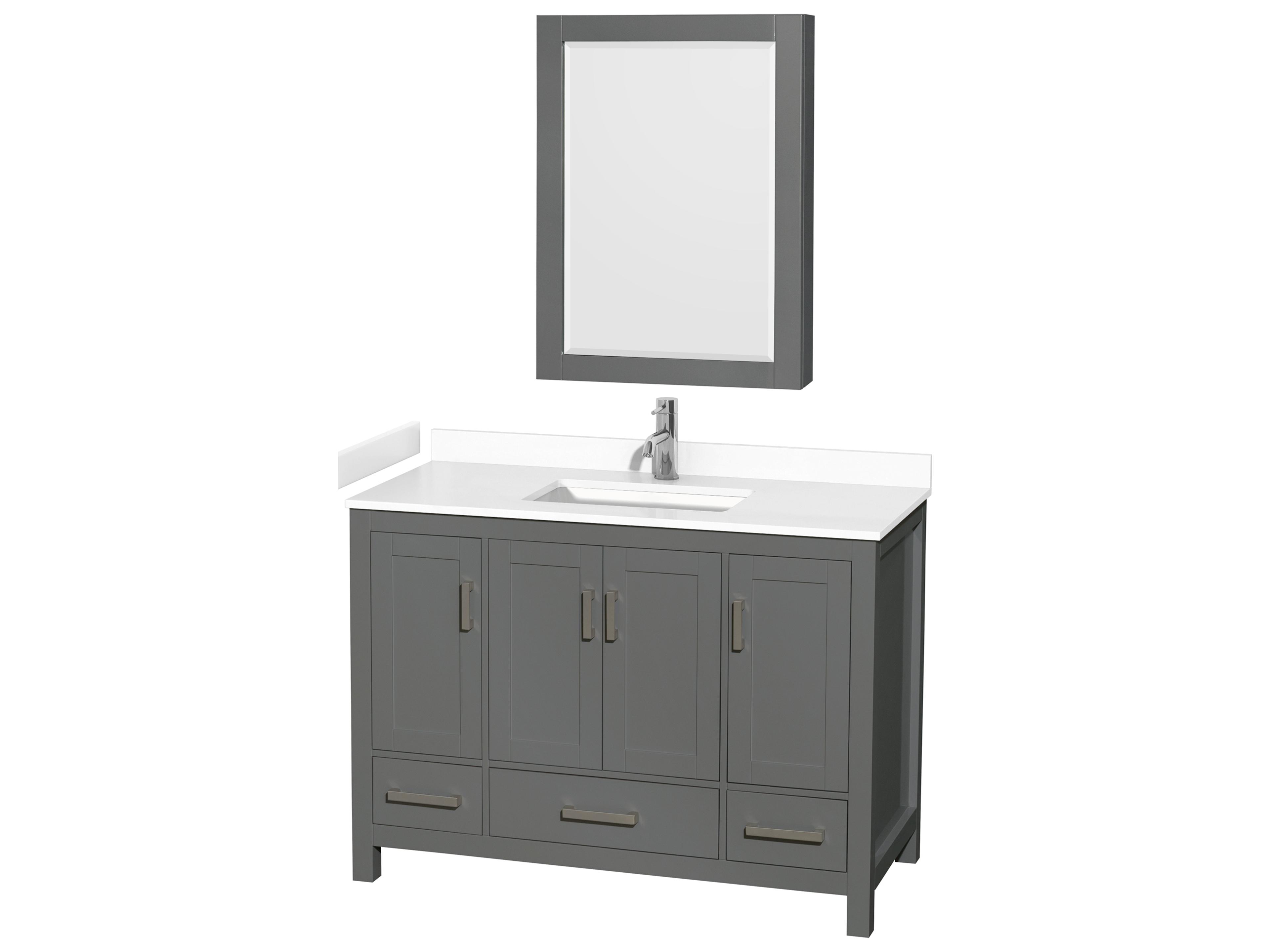 Wyndham Collection Sheffield 48" Dark Gray Vanity with Medicine Cabinet