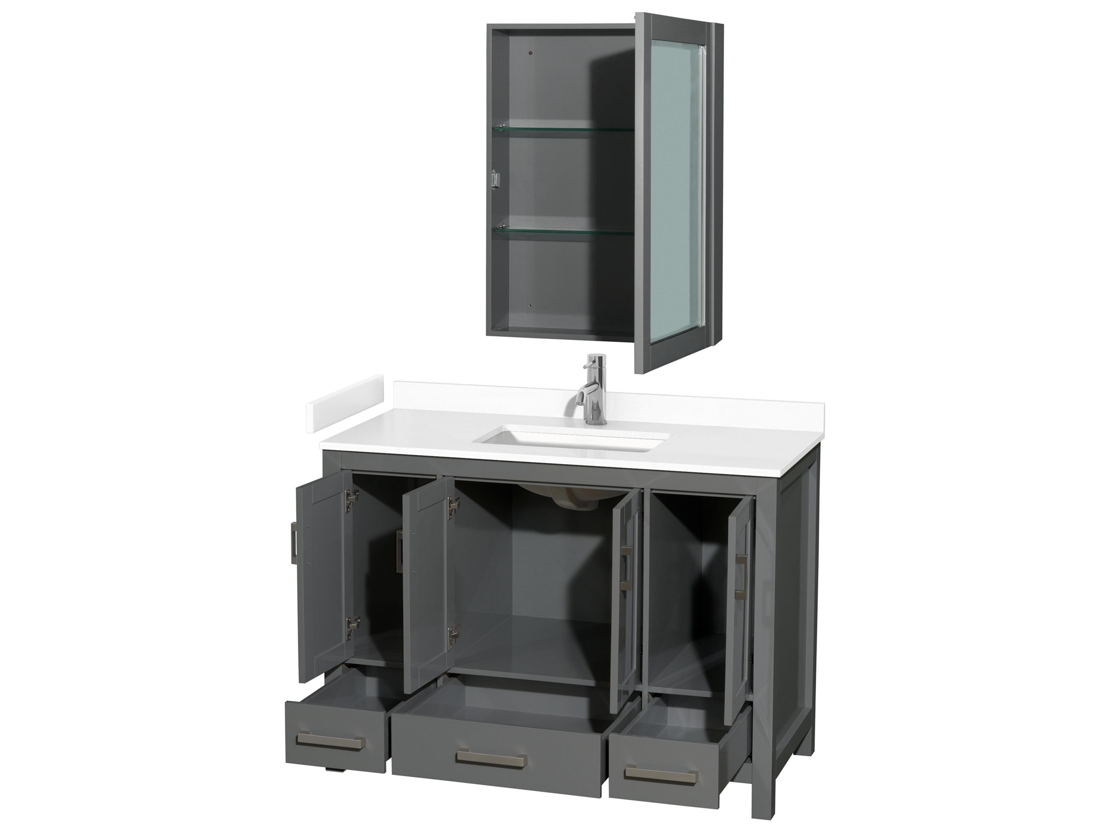 Wyndham Collection Sheffield 48" Dark Gray Vanity with Medicine Cabinet
