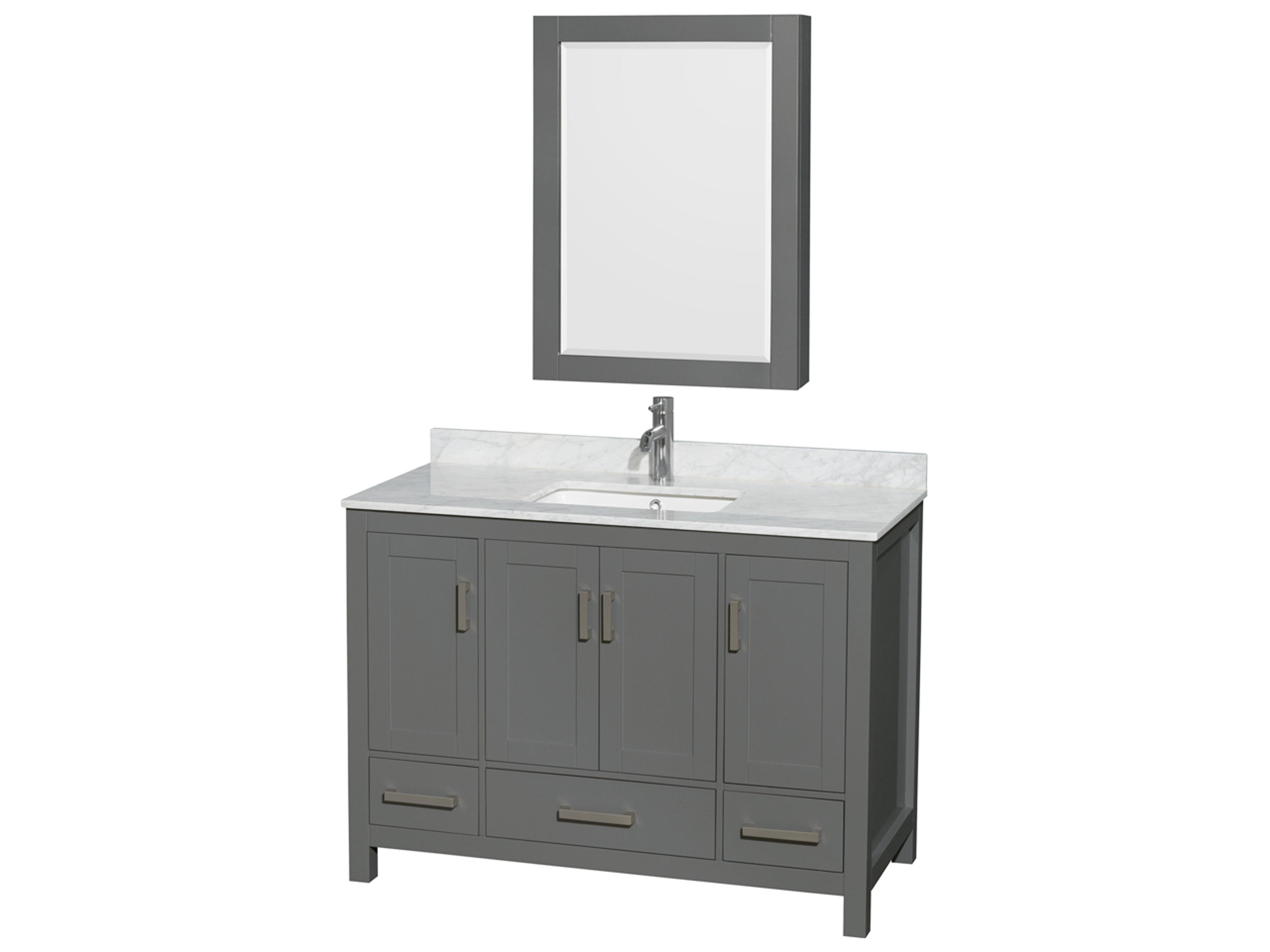 Wyndham Collection Sheffield 48" Dark Gray Vanity with Medicine Cabinet