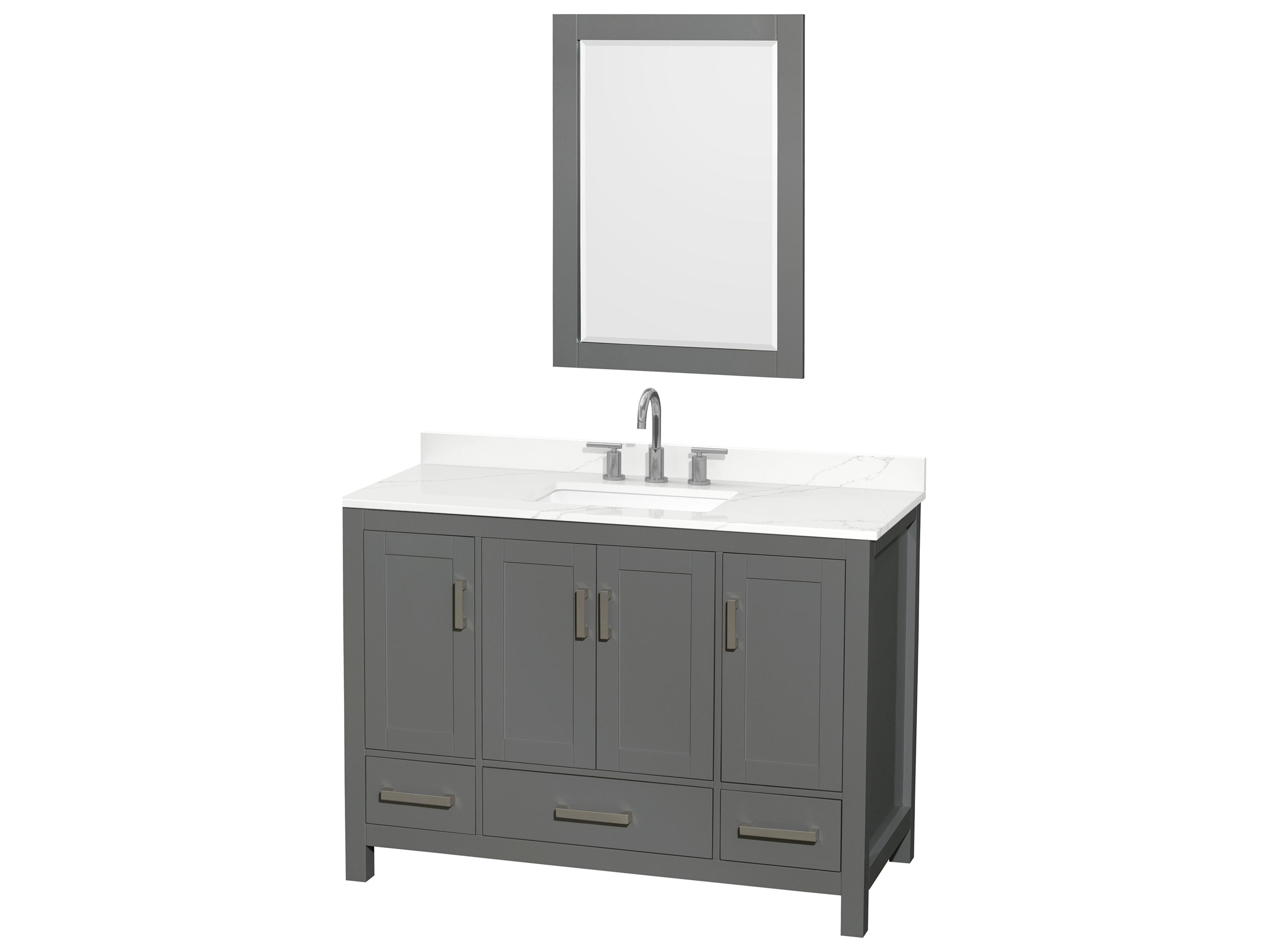 Wyndham Collection Sheffield 48" Dark Gray Vanity with 24" Mirror
