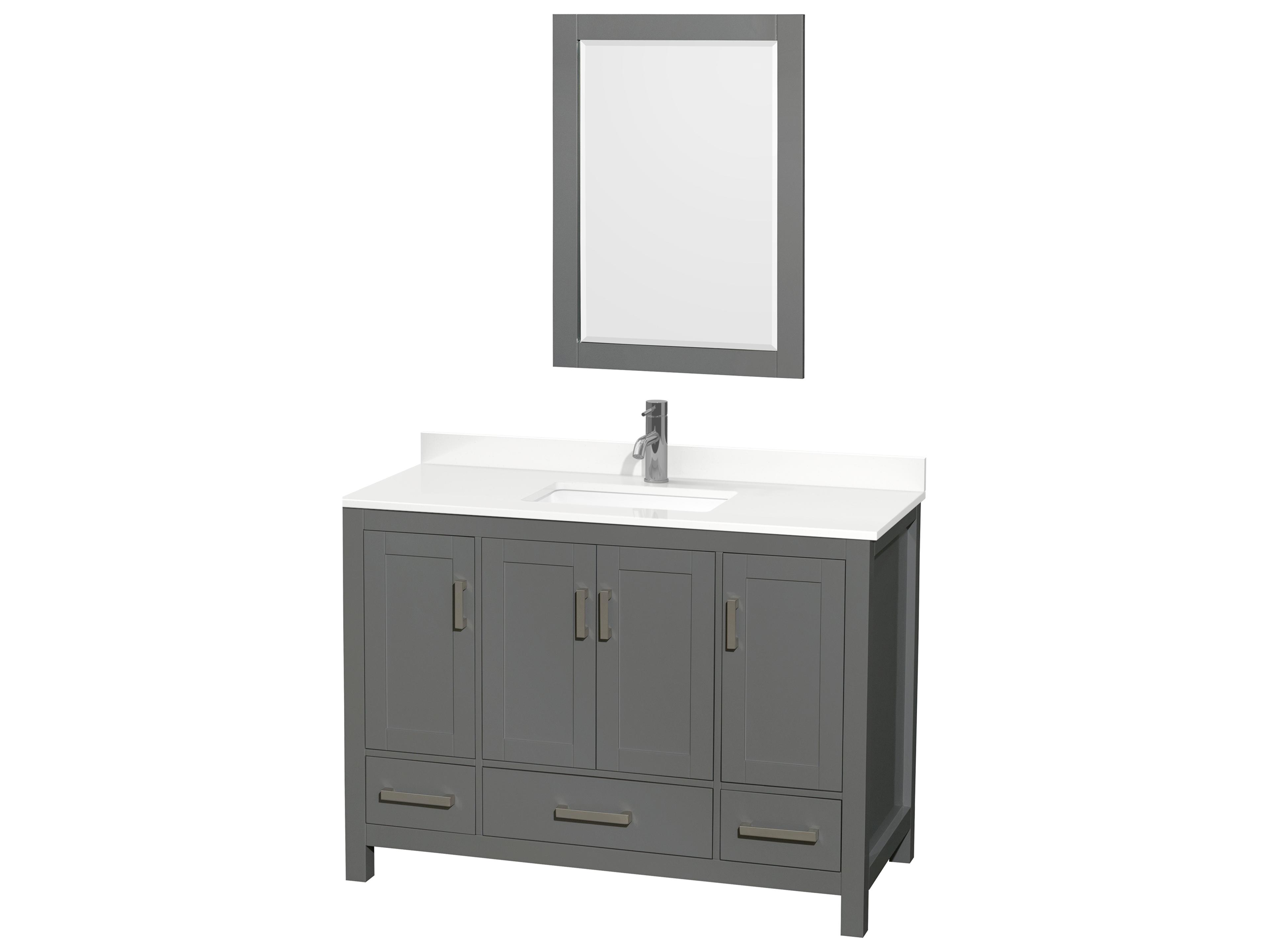 Wyndham Collection Sheffield 48" Dark Gray Vanity with 24" Mirror