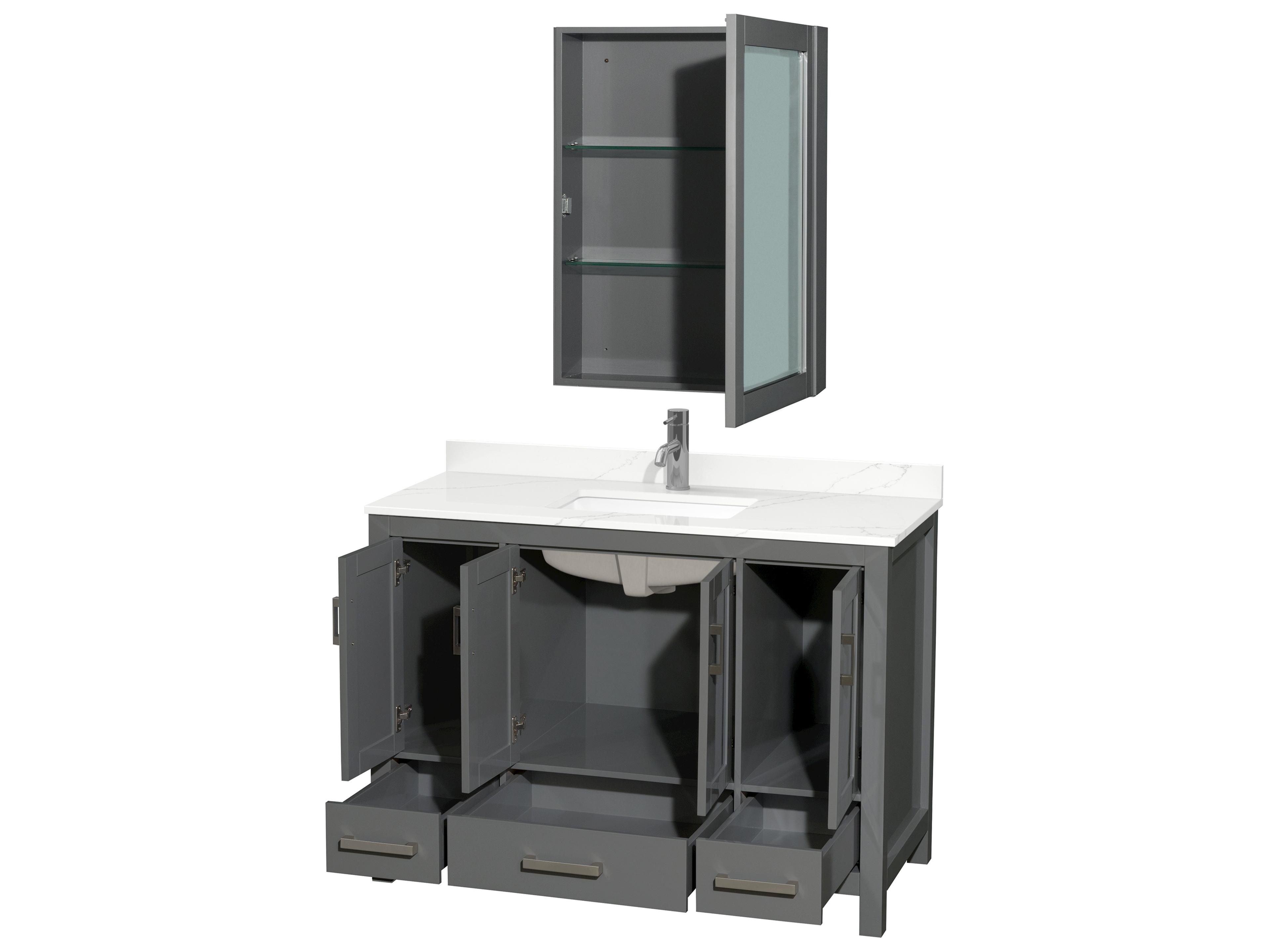 Wyndham Collection Sheffield 48" Dark Gray Vanity with Medicine Cabinet