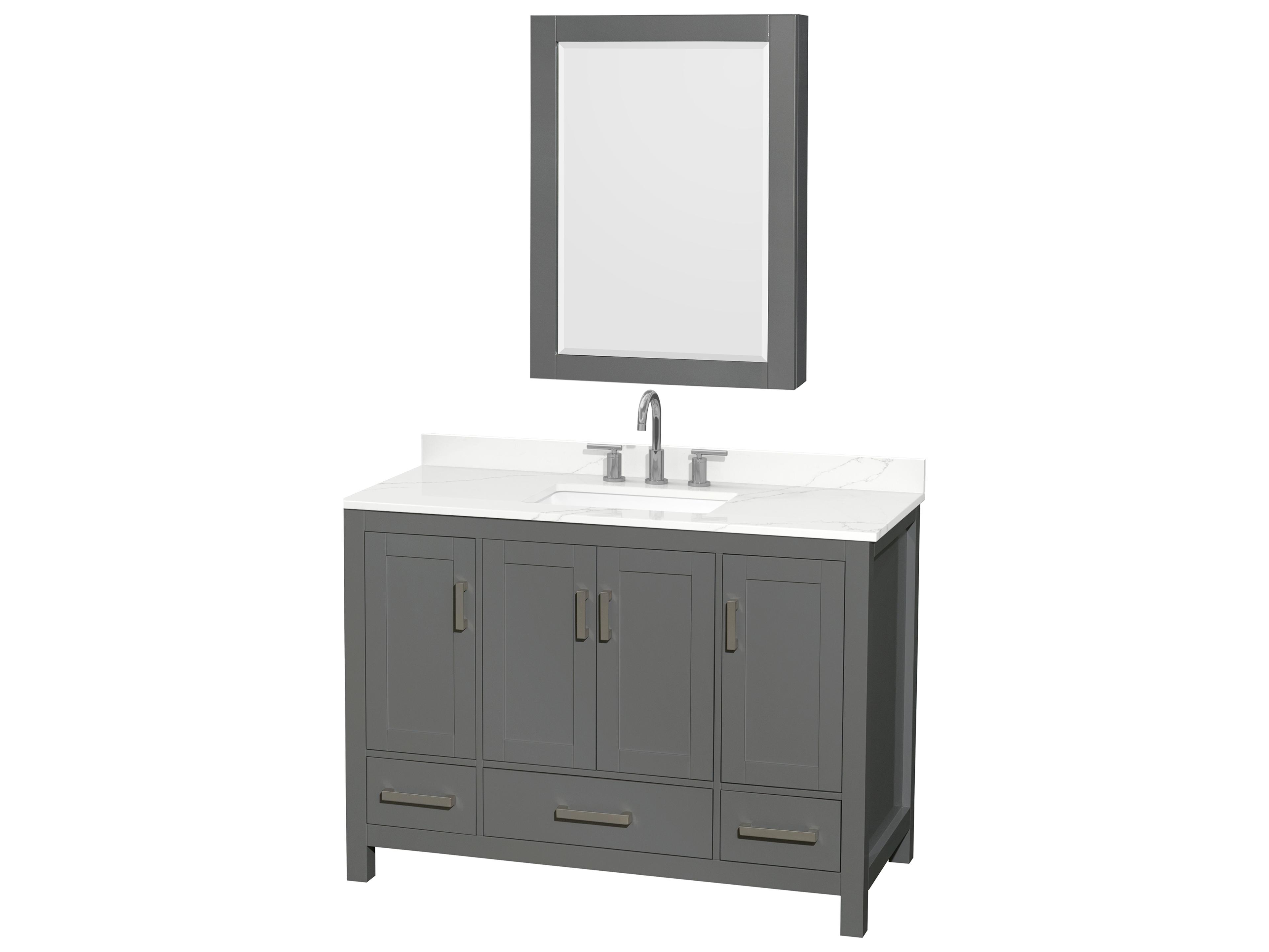 Wyndham Collection Sheffield 48" Dark Gray Vanity with Medicine Cabinet