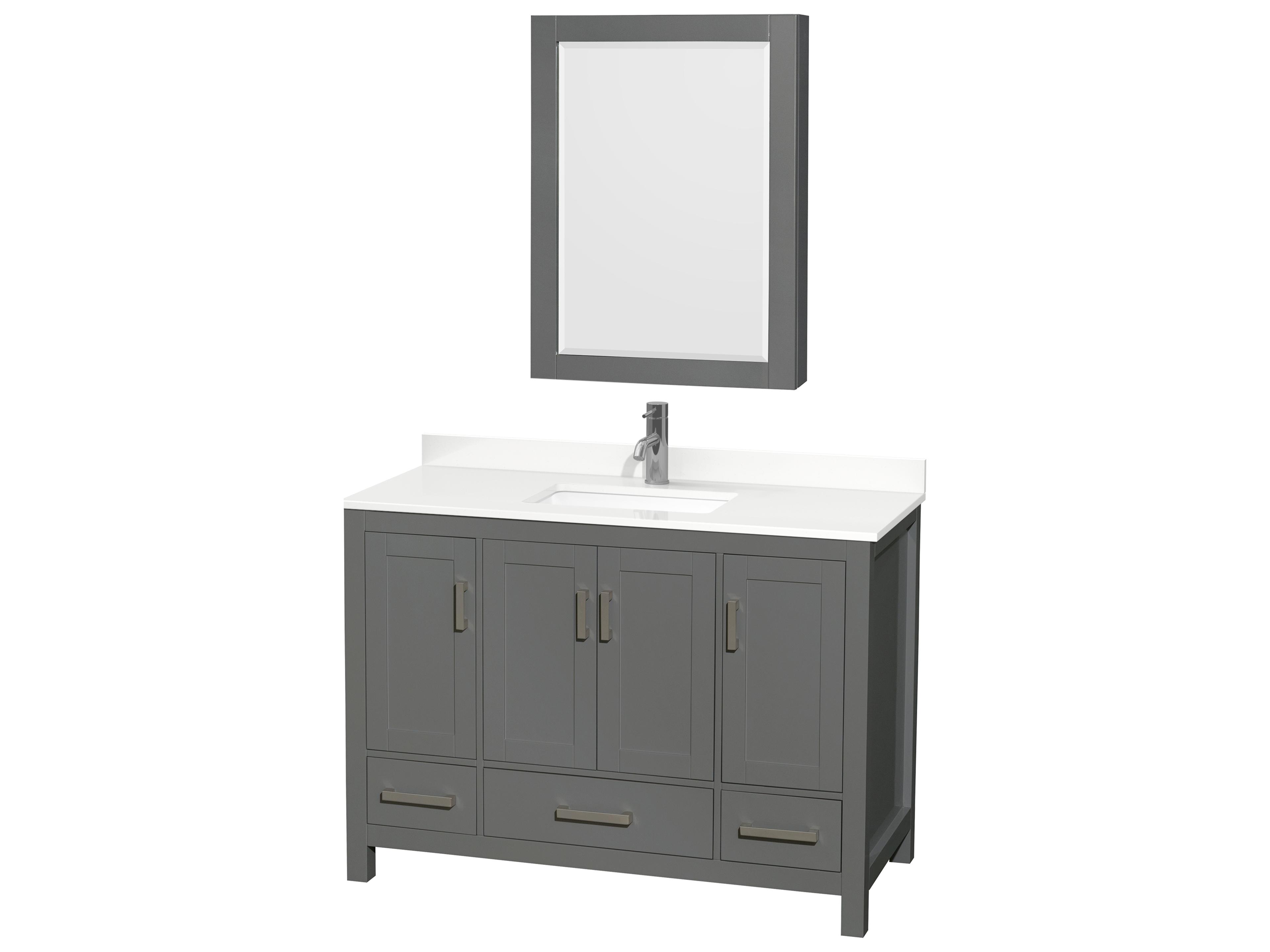 Wyndham Collection Sheffield 48" Dark Gray Vanity with Medicine Cabinet